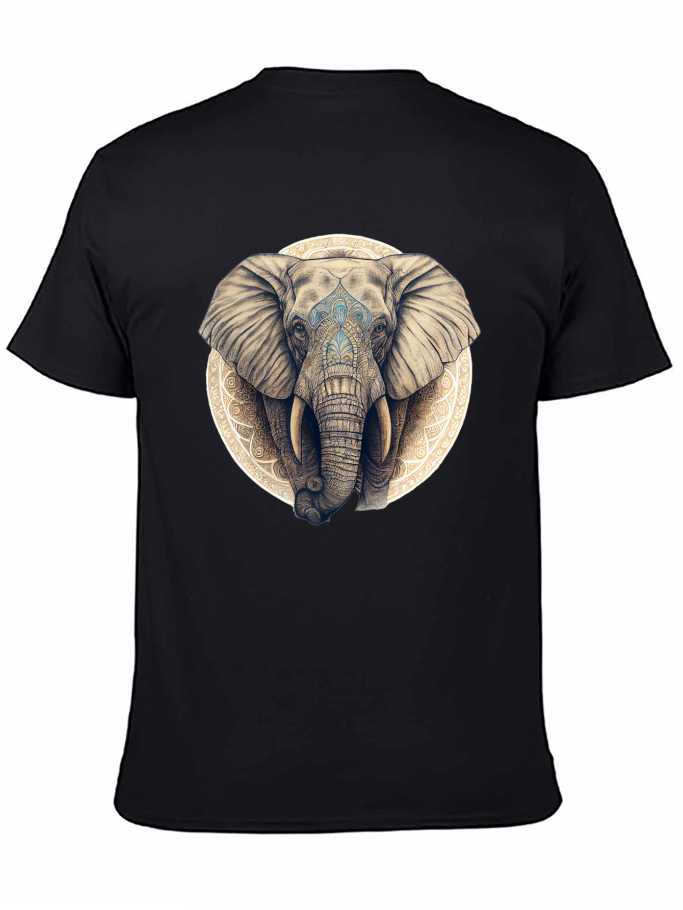 Elephant Mandala Graphic Tee - Black