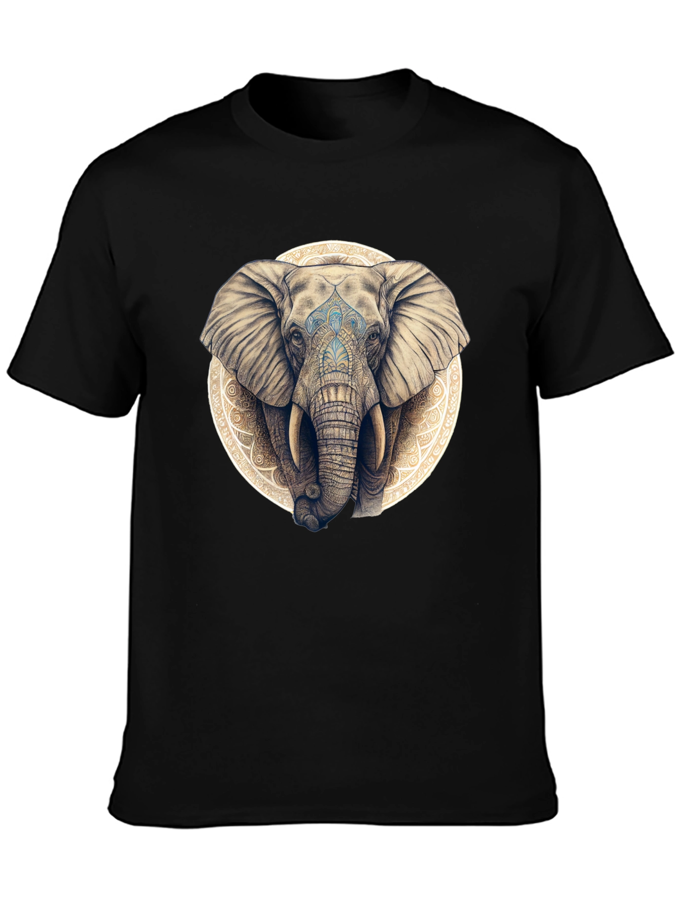 Elephant Mandala Graphic Tee - Black