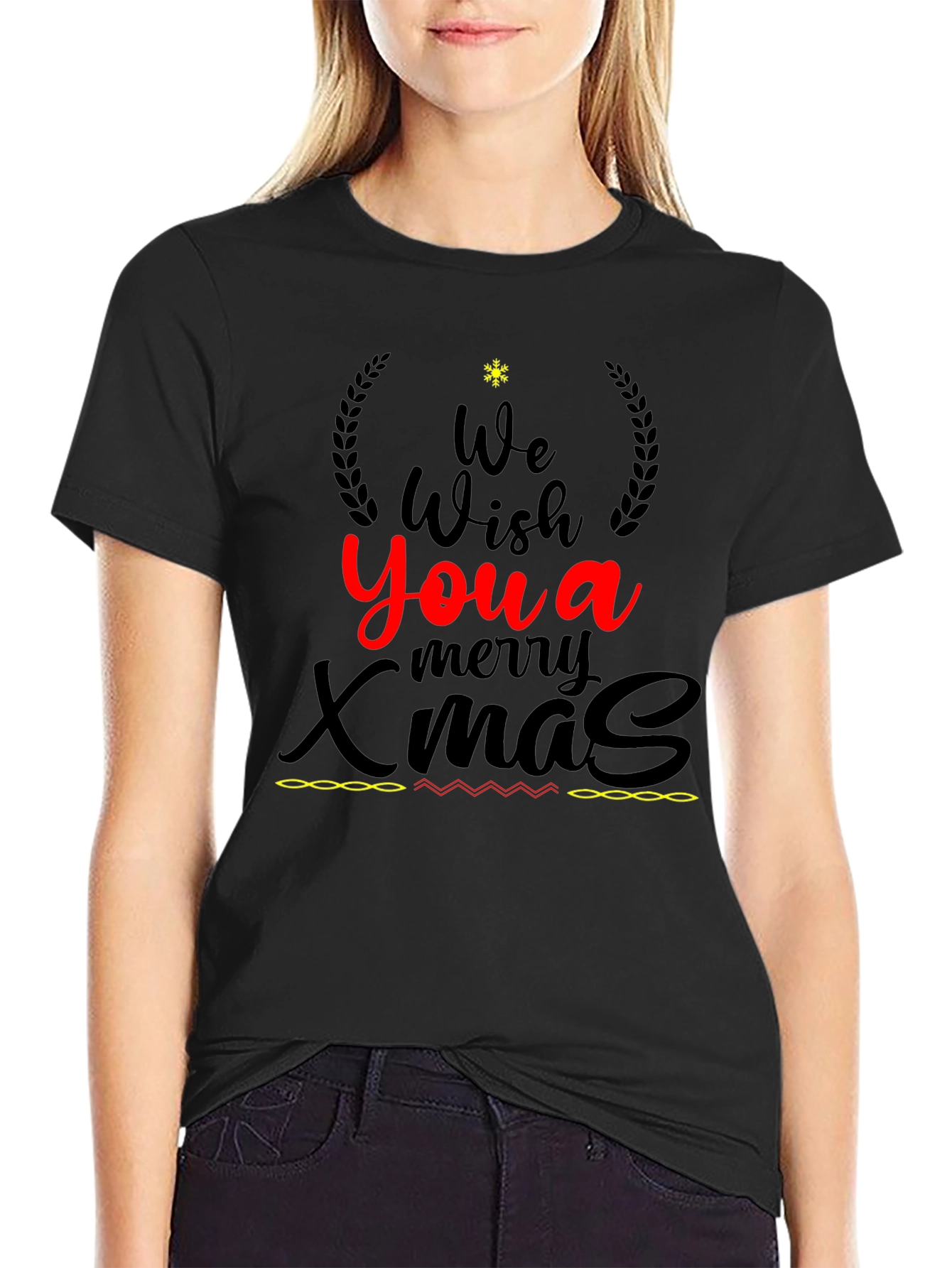Festive We Wish You a Merry Xmas Graphic T-Shirt