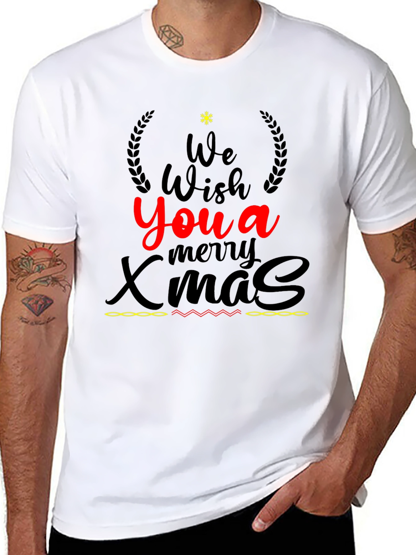 Festive We Wish You a Merry Xmas Graphic T-Shirt