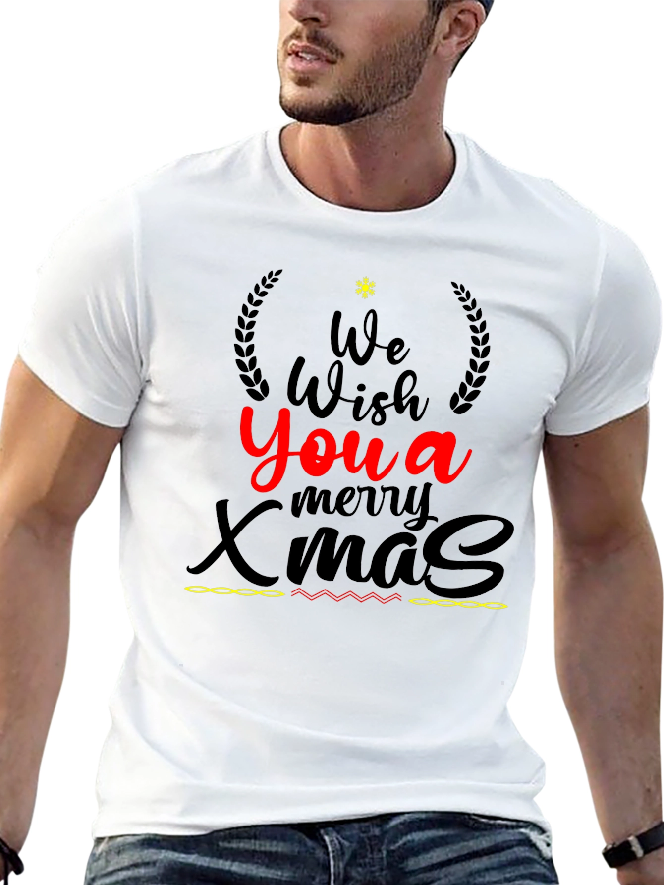 Festive We Wish You a Merry Xmas Graphic T-Shirt