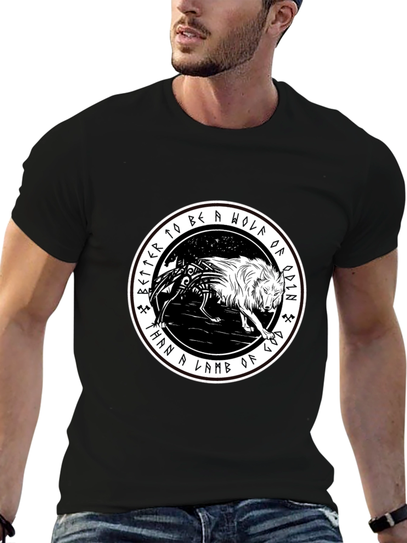 Odin Wolf Graphic Tee - Viking Inspired T-Shirt