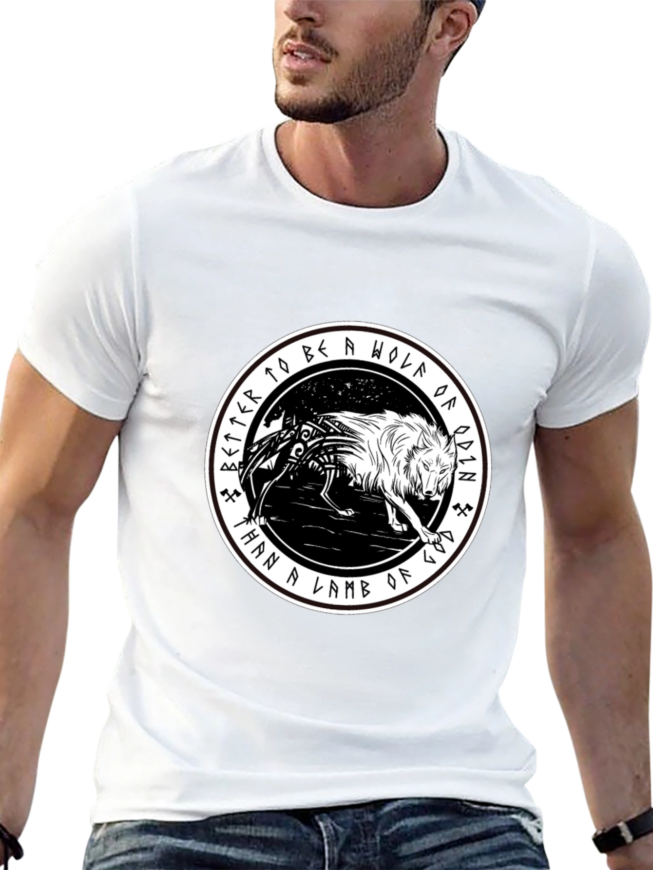 Odin Wolf Graphic Tee - Viking Inspired T-Shirt