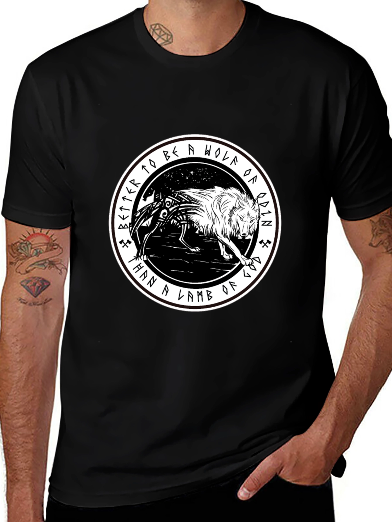 Odin Wolf Graphic Tee - Viking Inspired T-Shirt