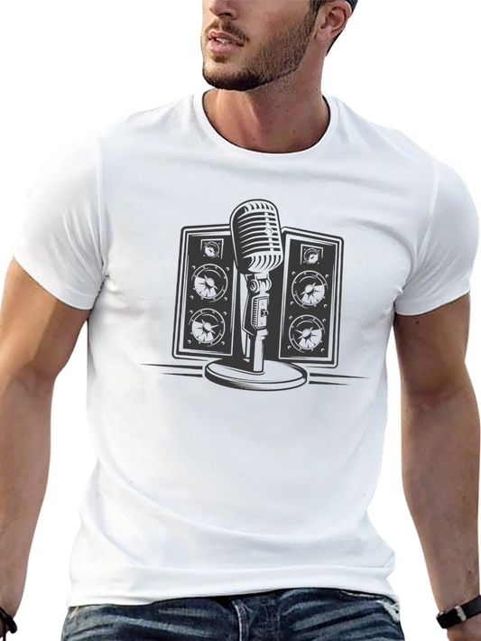 Vintage Microphone and Speakers Graphic Tee