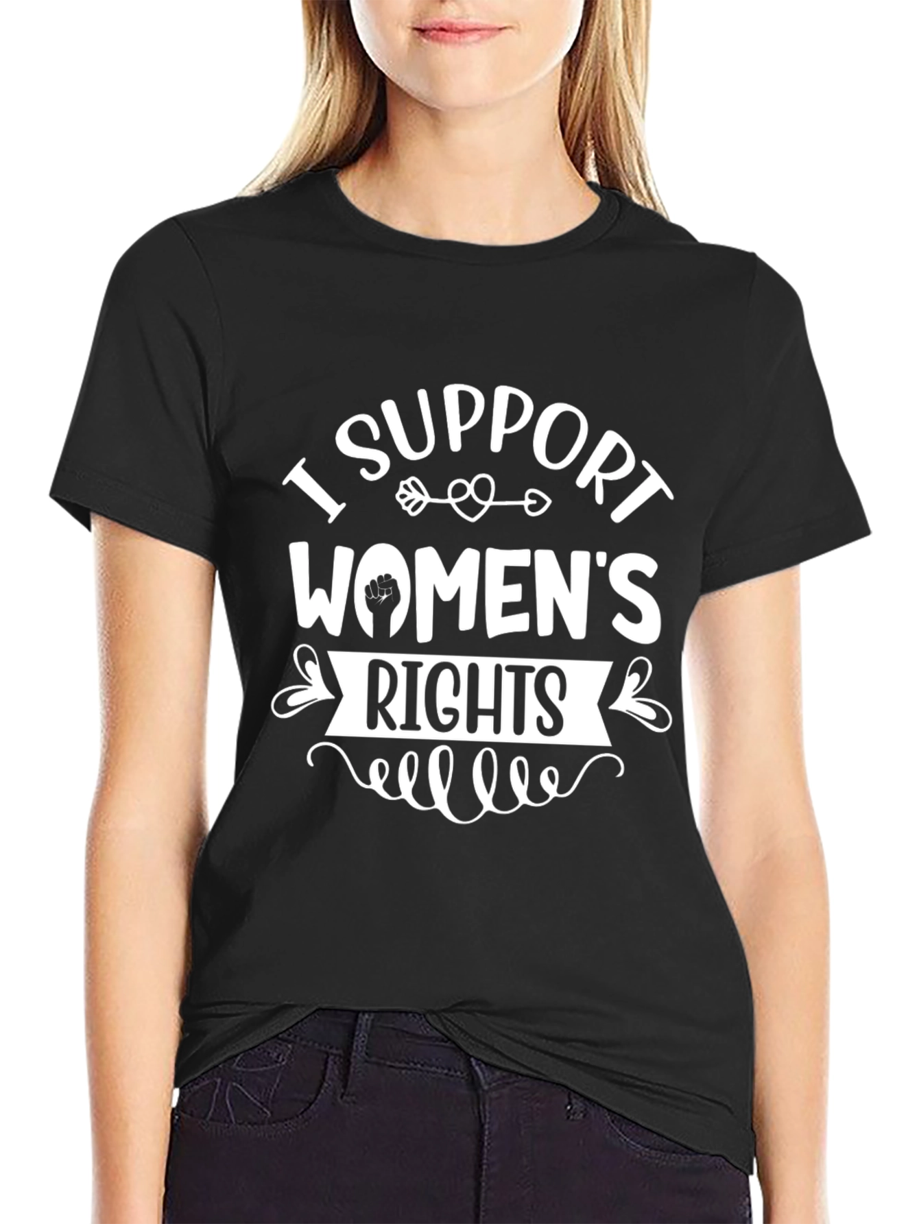 I Support Womens Rights Black Graphic Tee