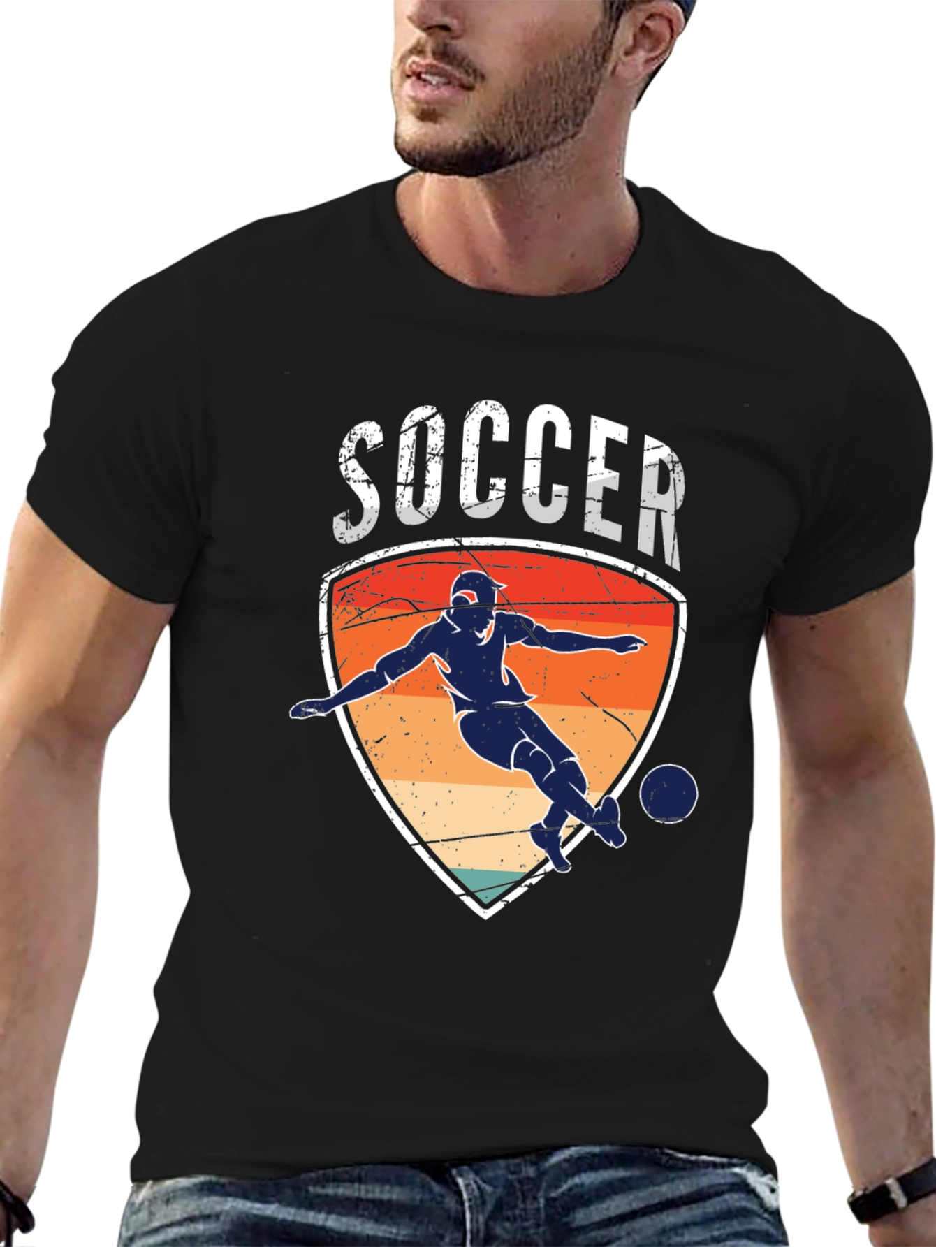 Soccer Player Graphic Tee - Retro Style