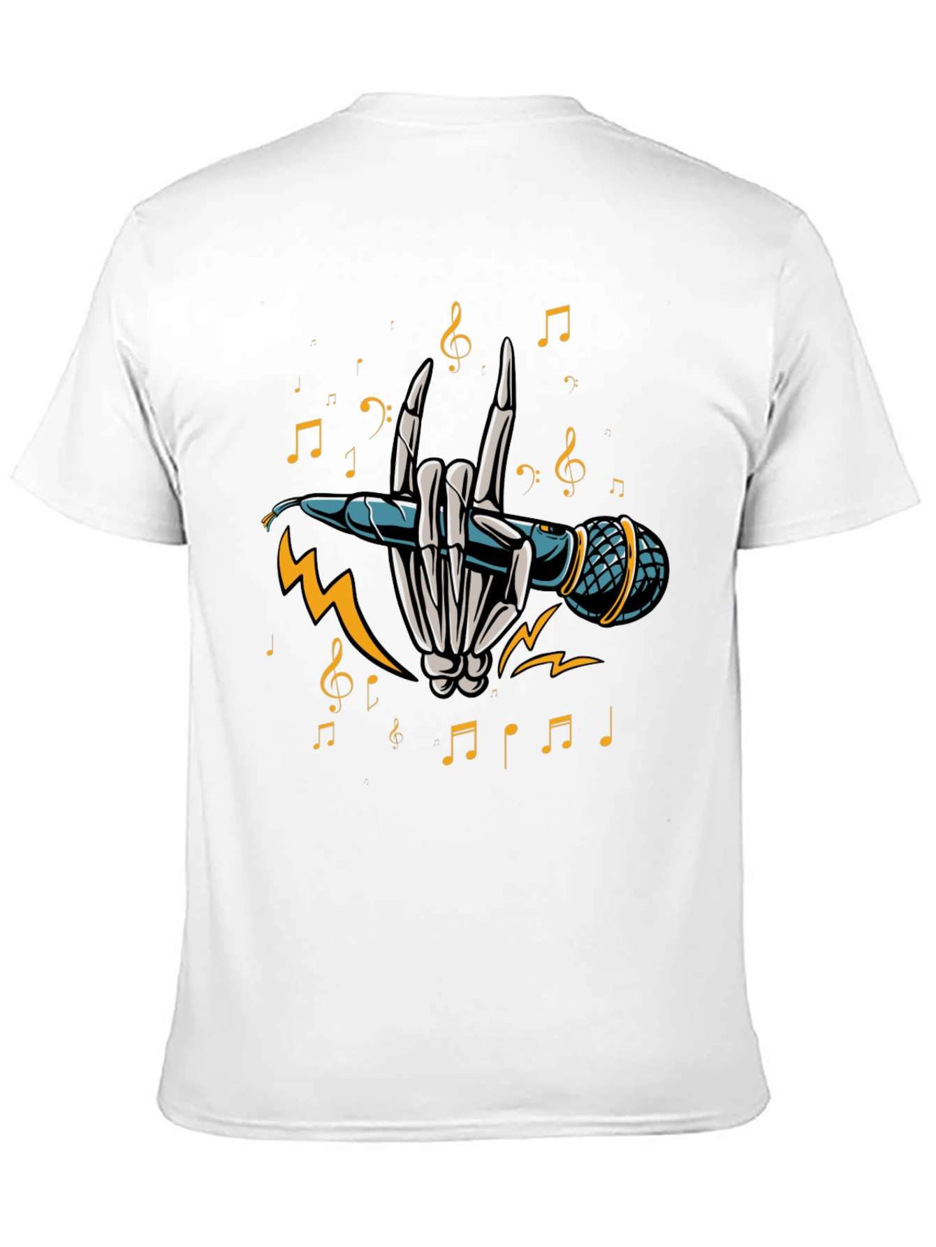 Rock On Skeleton Hand Holding Microphone T-Shirt