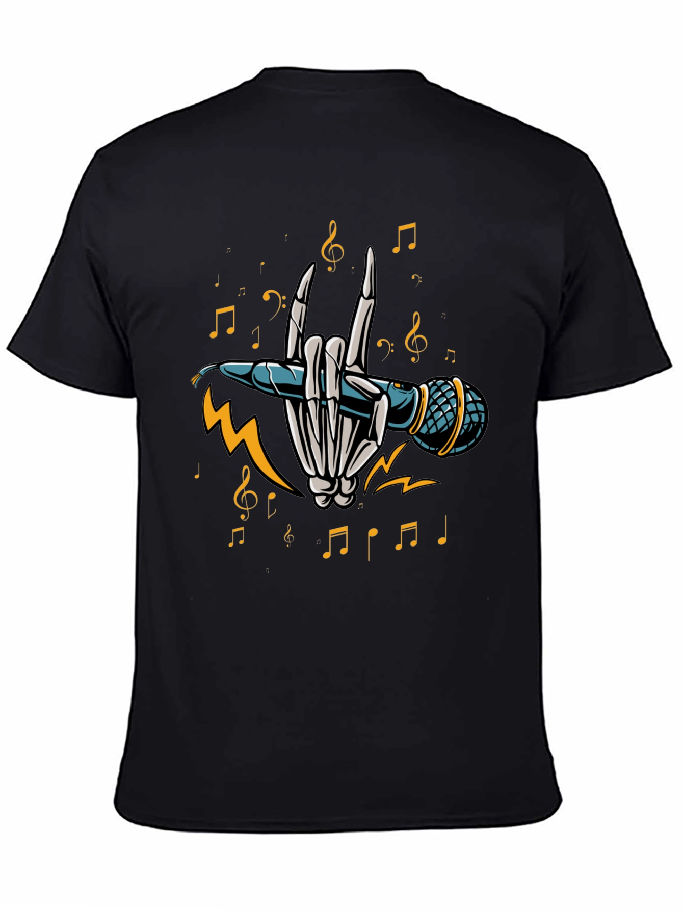Rock On Skeleton Hand Holding Microphone T-Shirt
