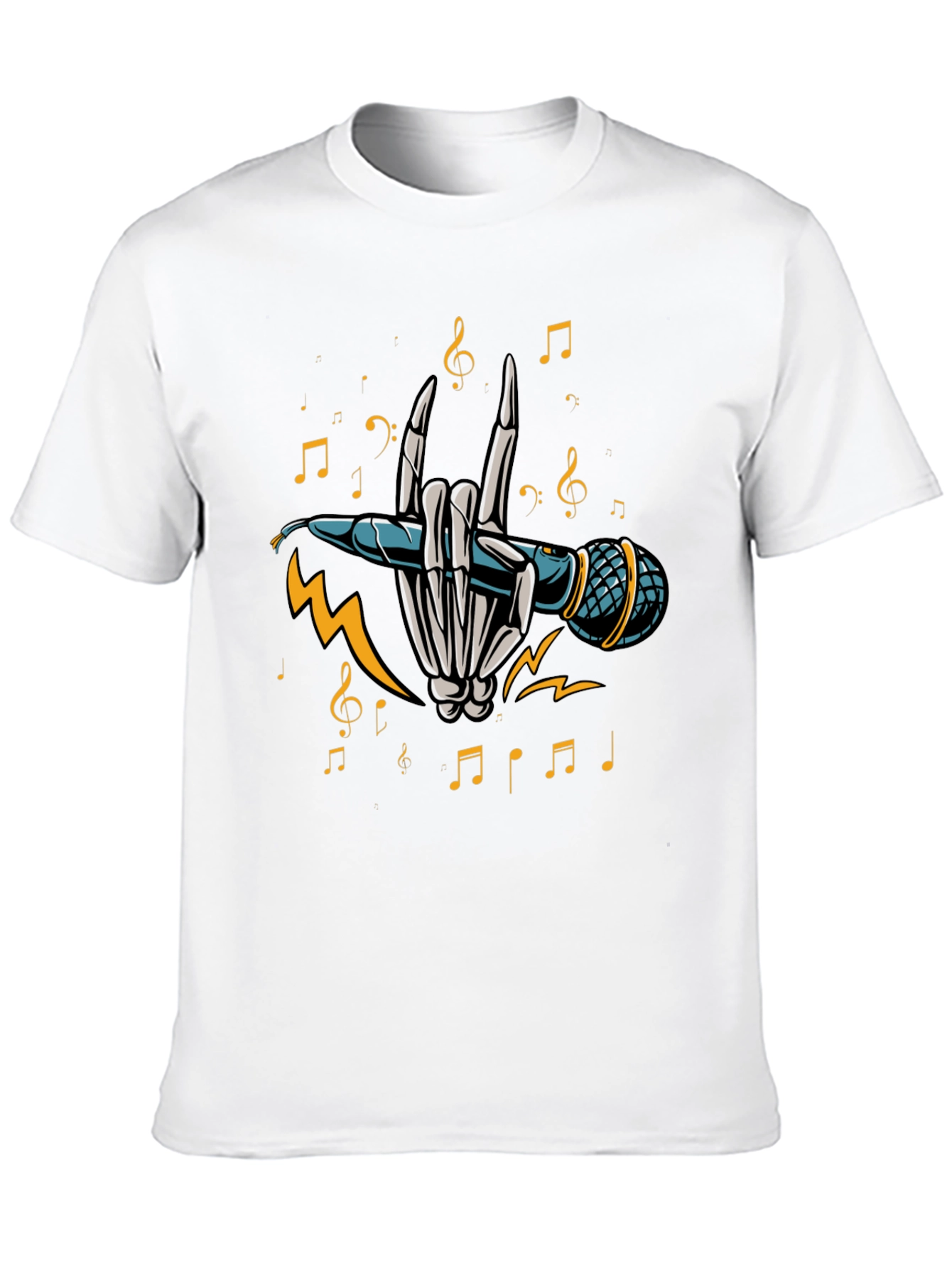 Rock On Skeleton Hand Holding Microphone T-Shirt