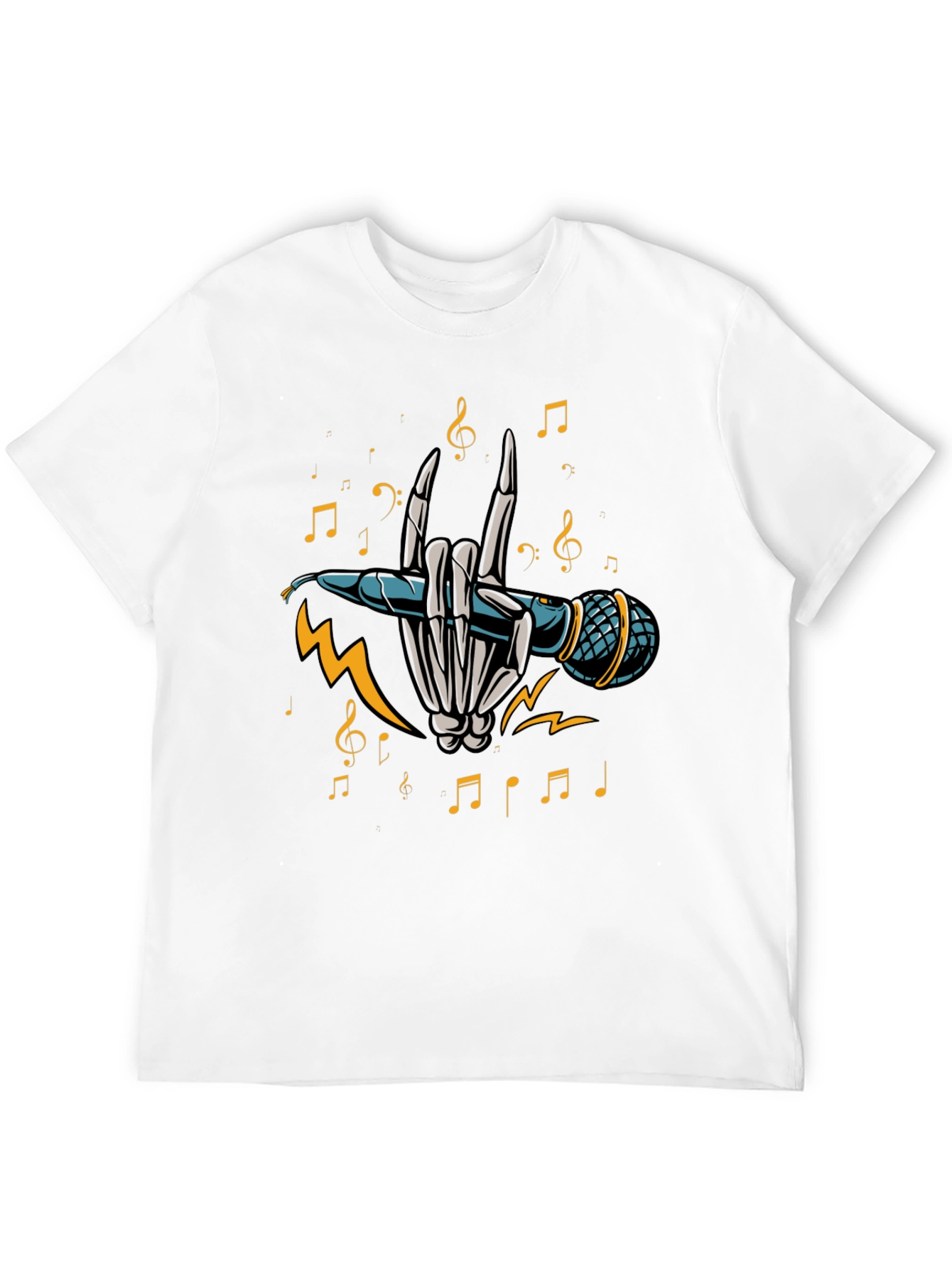 Rock On Skeleton Hand Holding Microphone T-Shirt