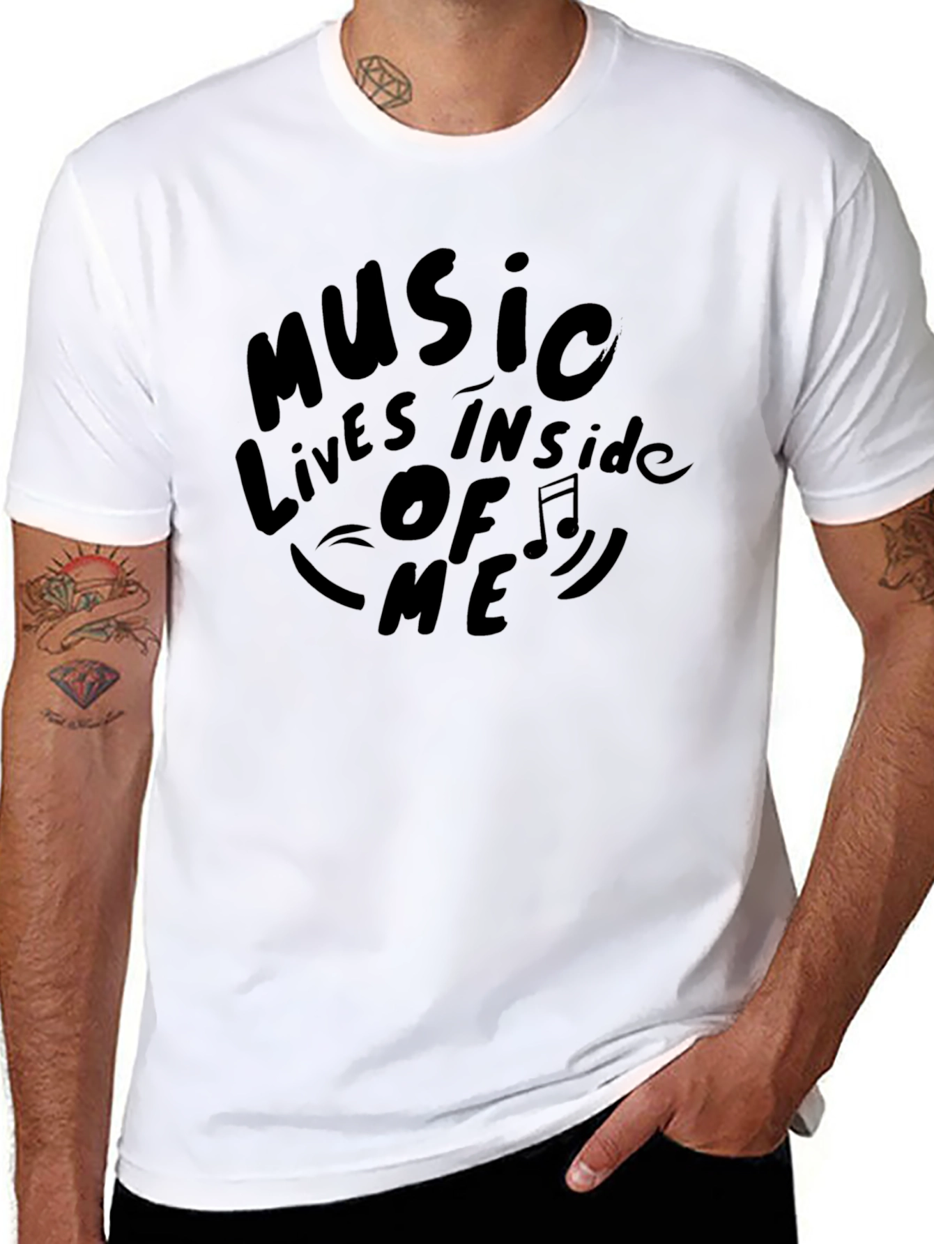 Music Lives Inside Me Black Graphic Tee