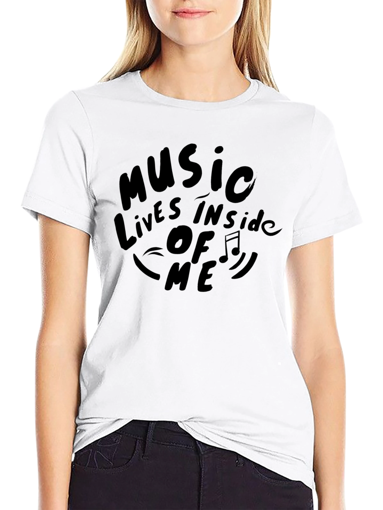 Music Lives Inside Me Black Graphic Tee