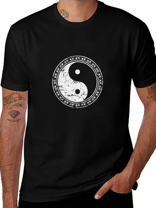 Yin Yang Symbol Graphic Black T-Shirt