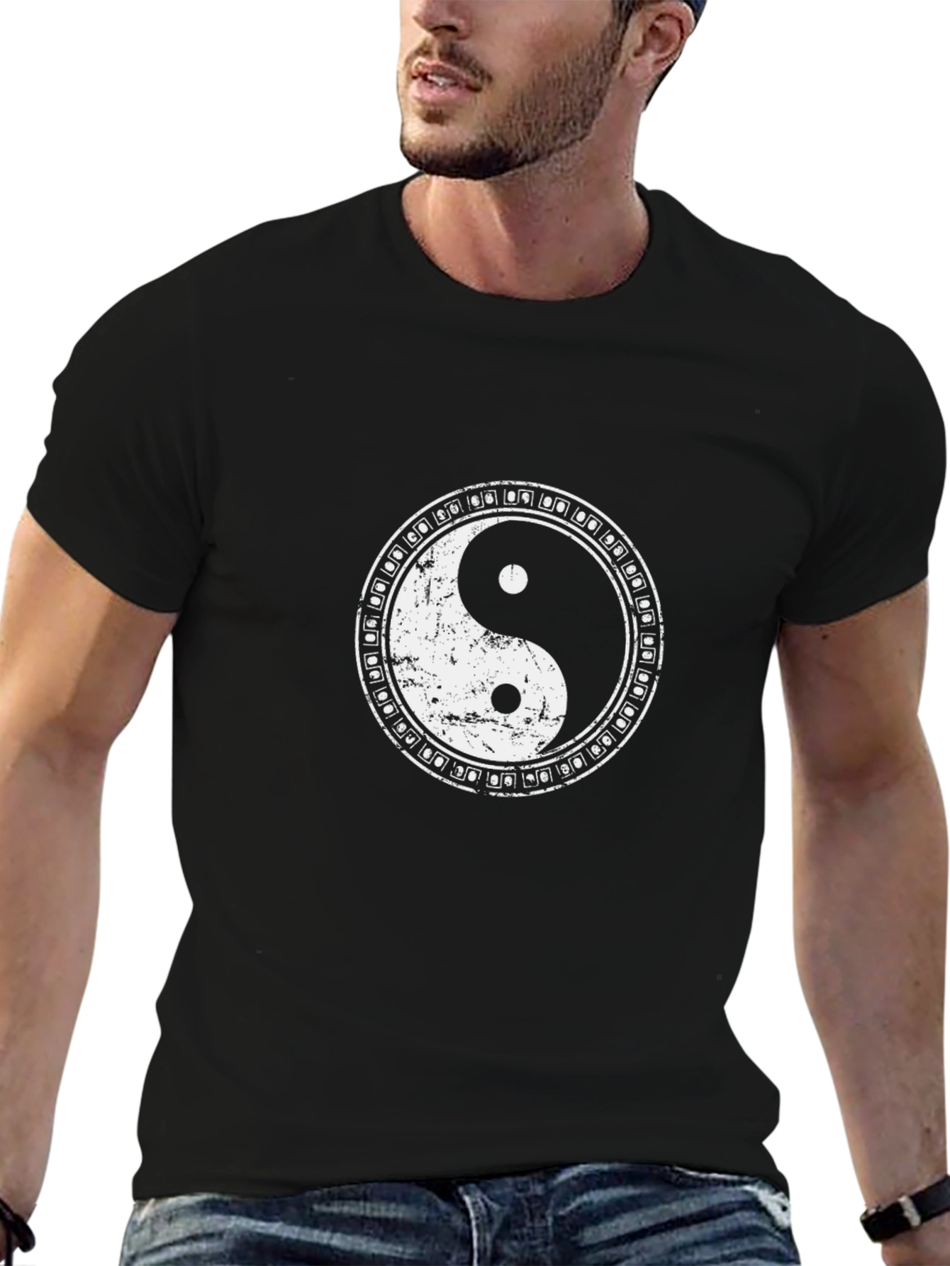 Yin Yang Symbol Graphic Black T-Shirt