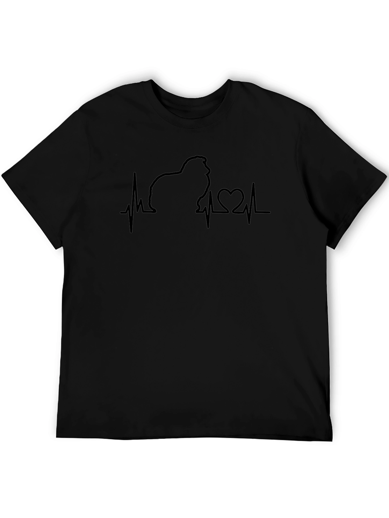 Dog Heartbeat T-Shirt - Mens Black Crew Neck Tee