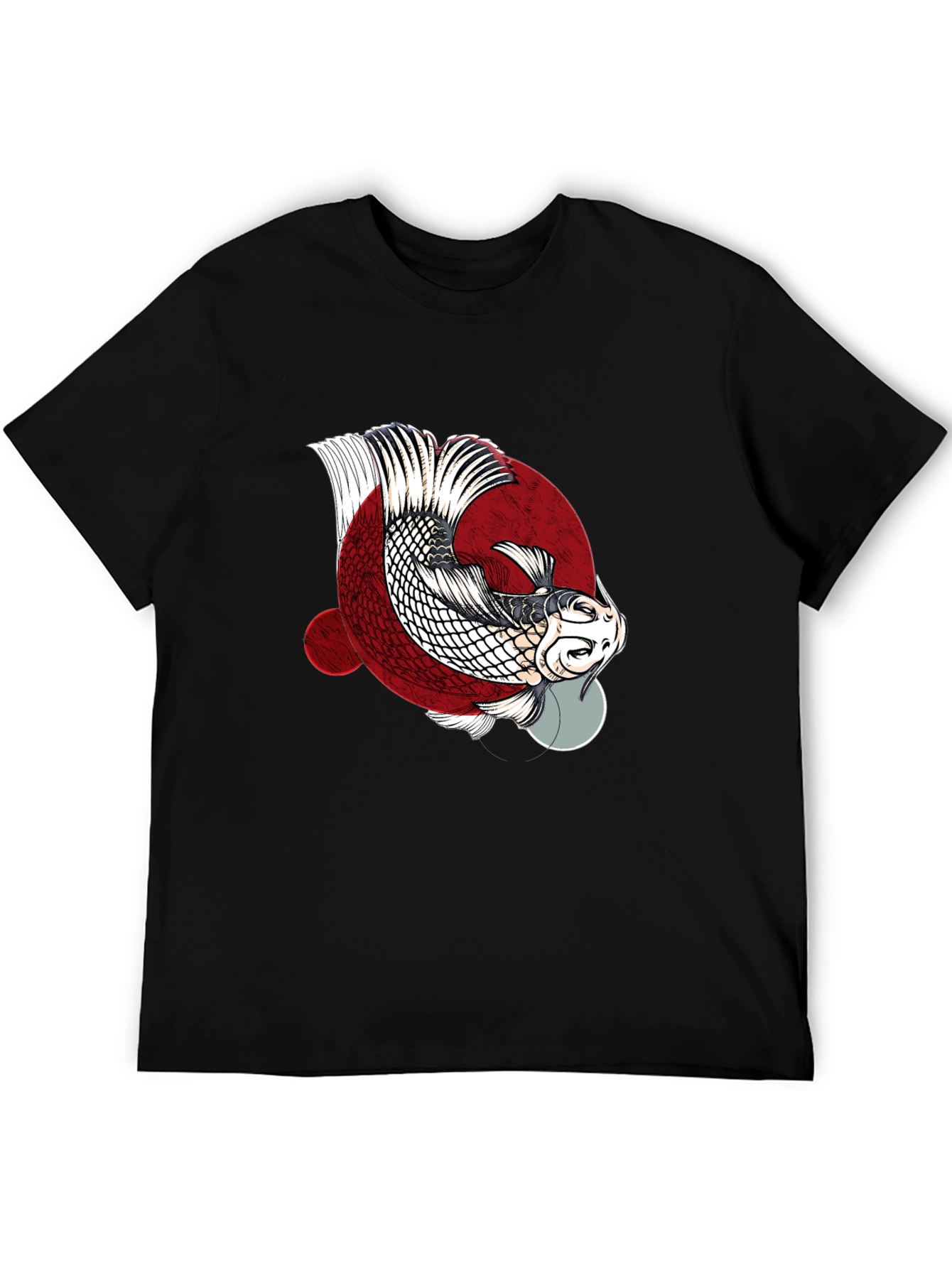 Koi Fish Graphic Print Crew Neck T-Shirt