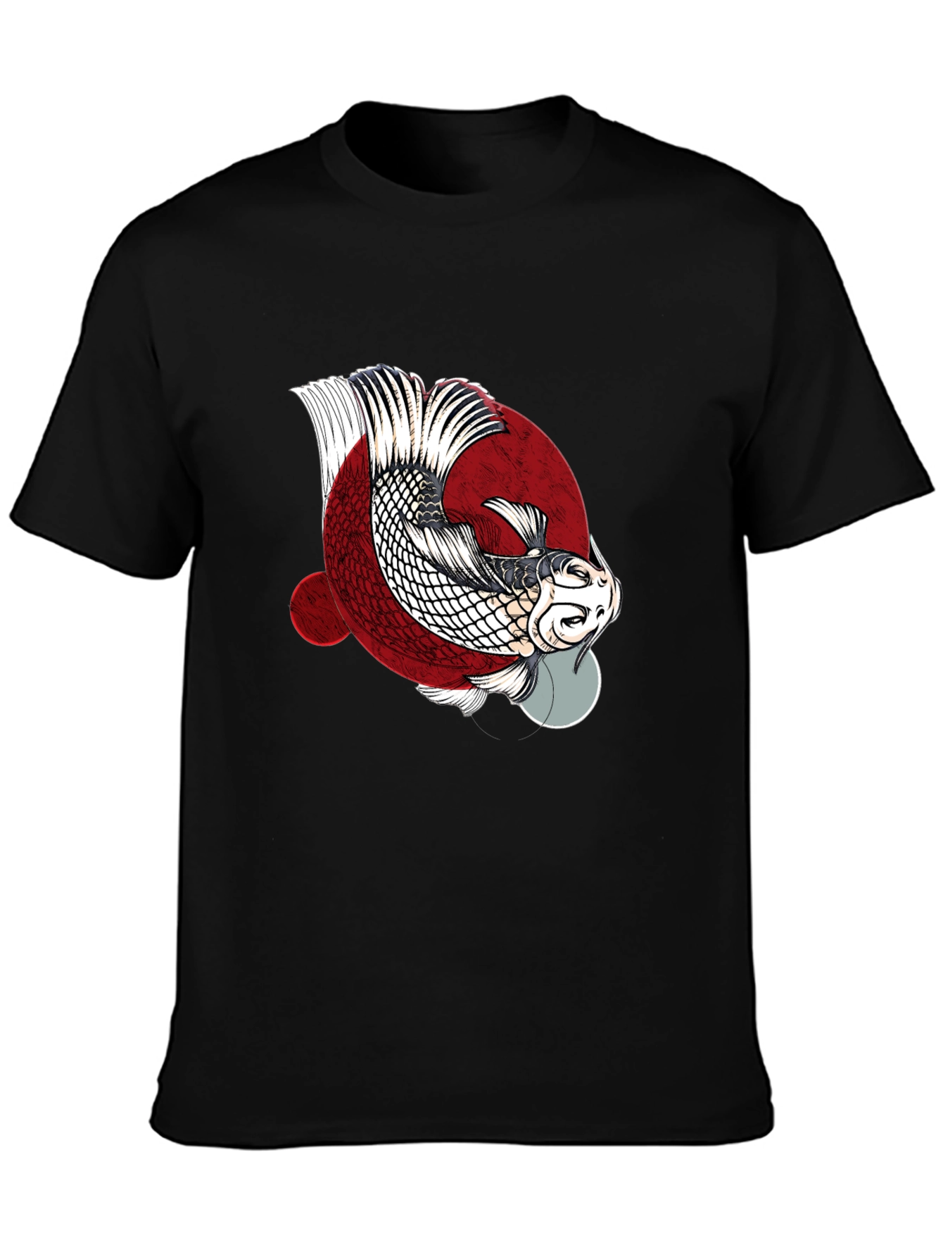 Koi Fish Graphic Print Crew Neck T-Shirt