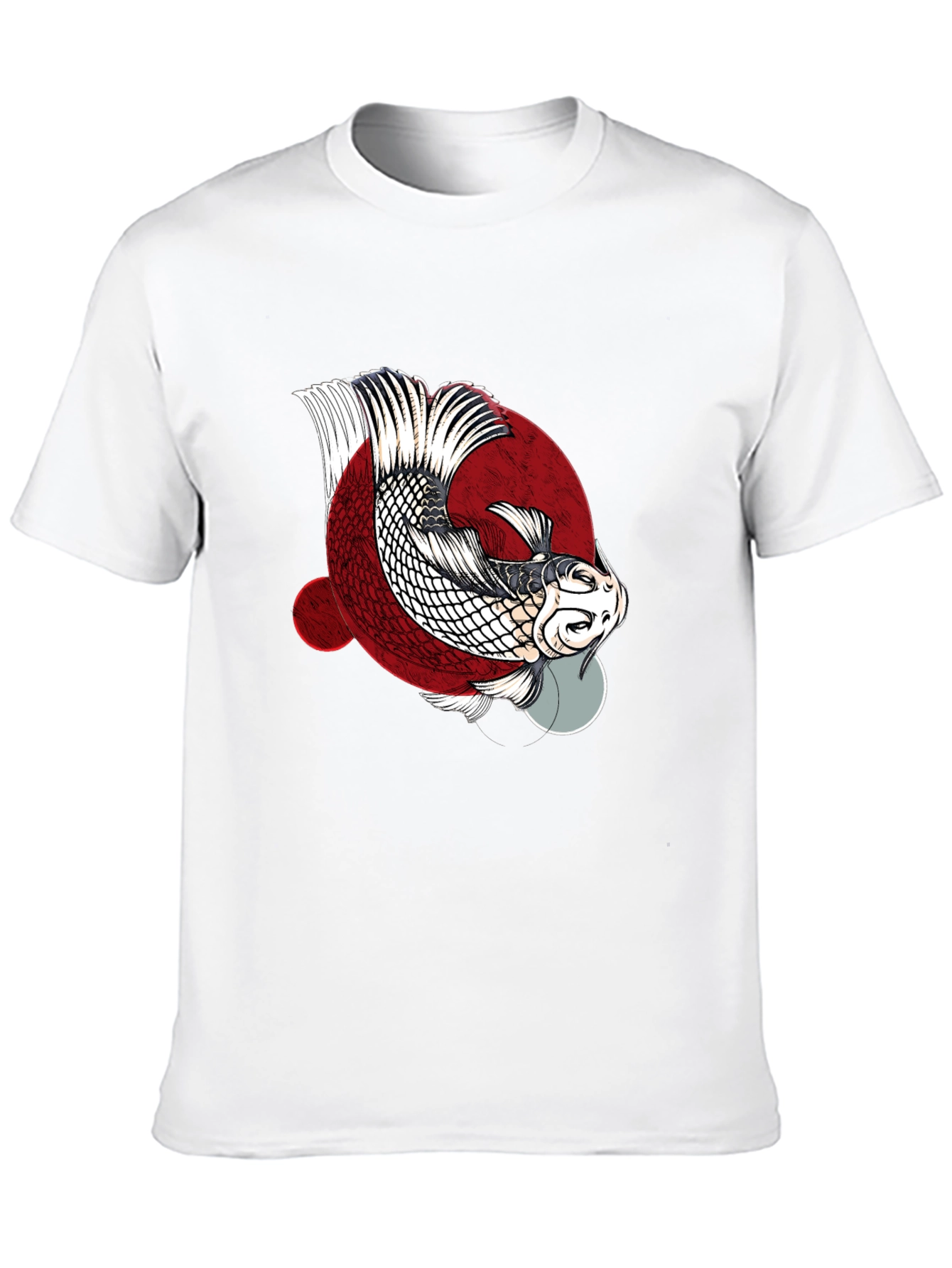 Koi Fish Graphic Print Crew Neck T-Shirt