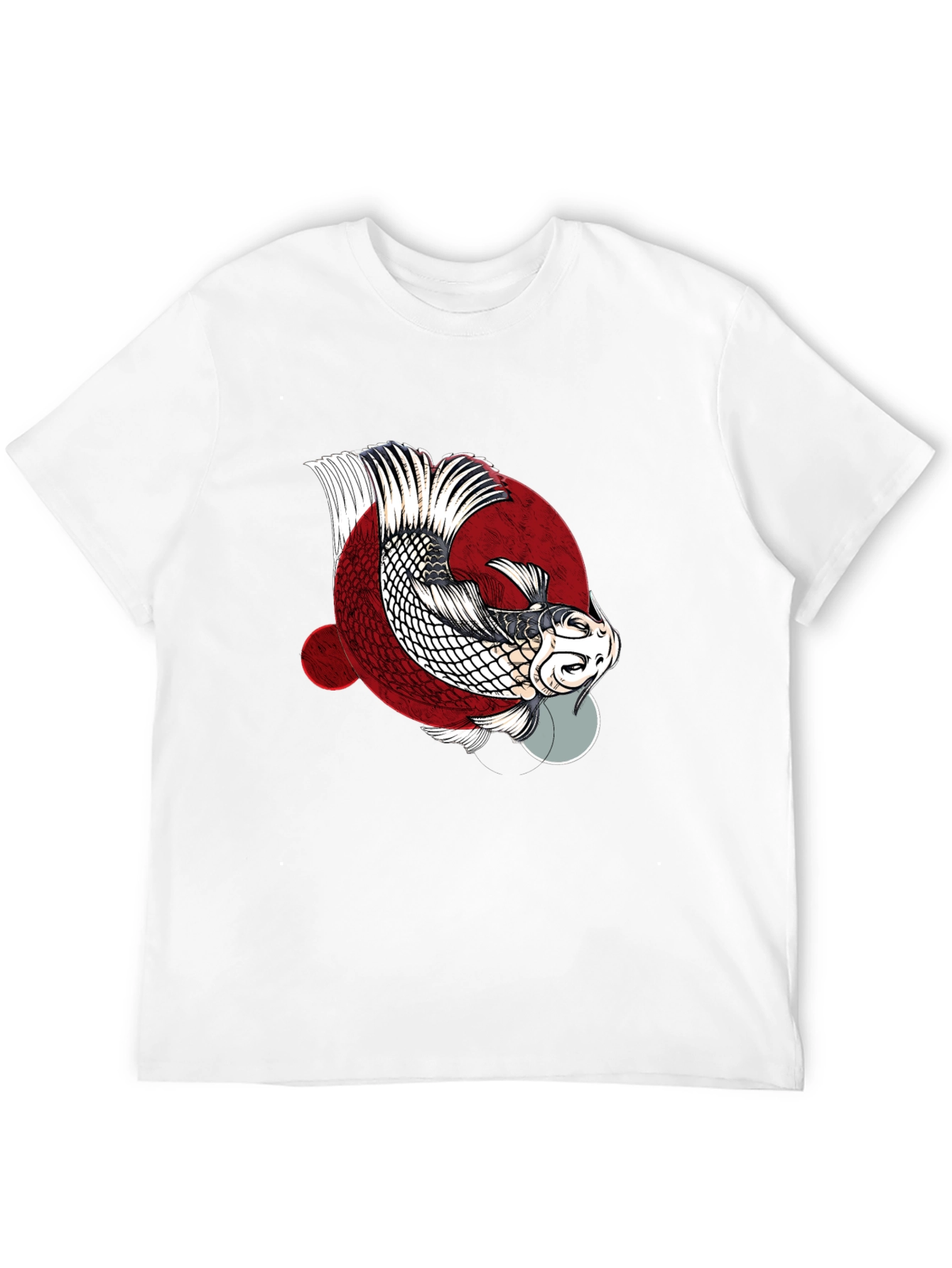 Koi Fish Graphic Print Crew Neck T-Shirt