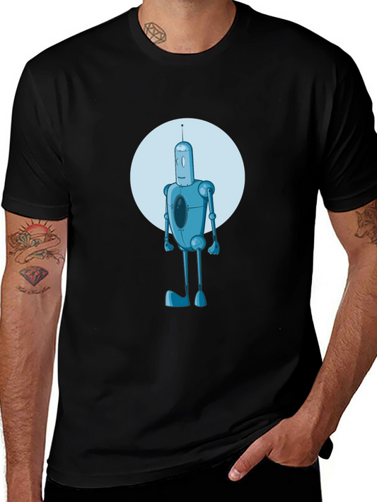 Robot Graphic Print Black Tee