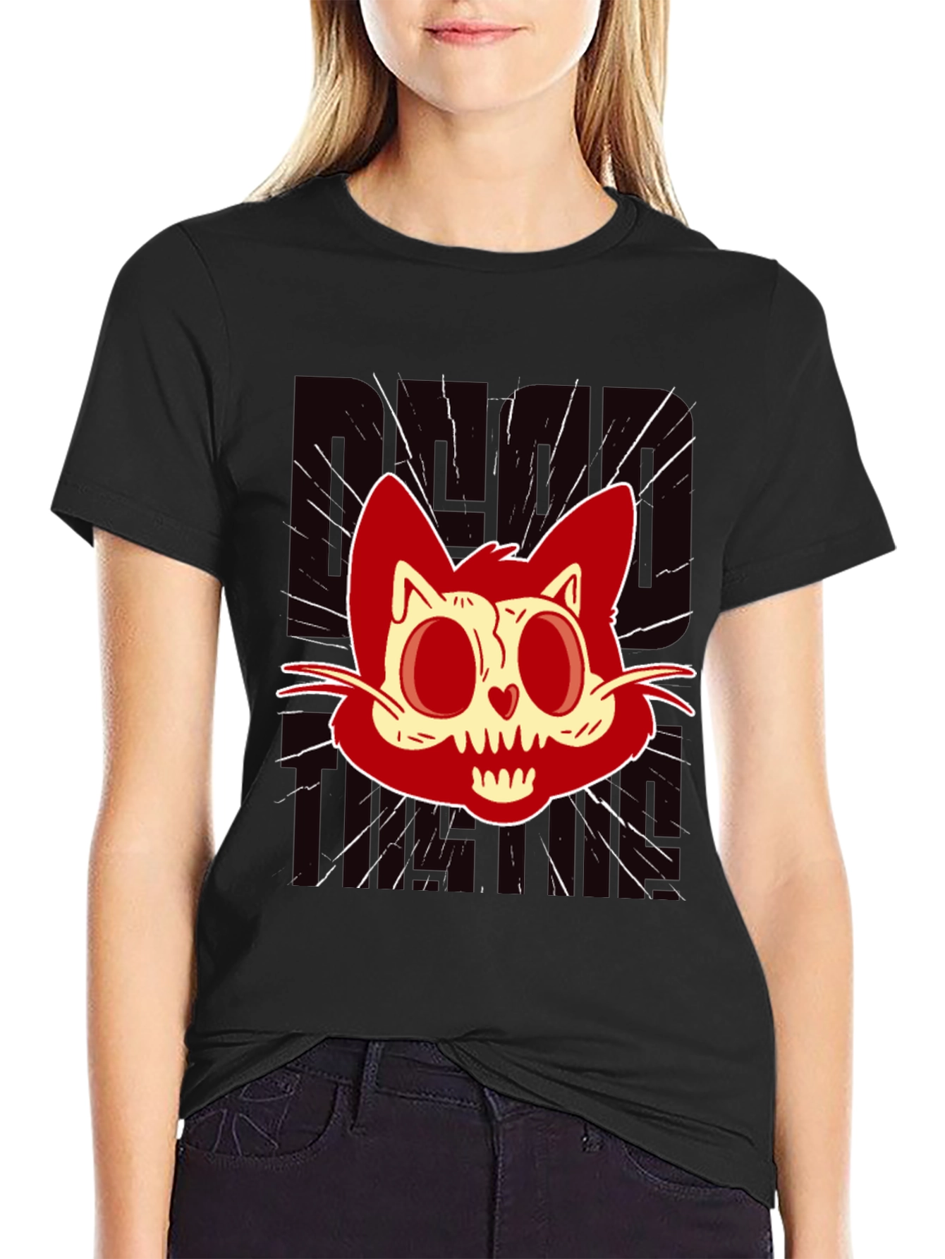 Red Creepy Cat T-Shirt