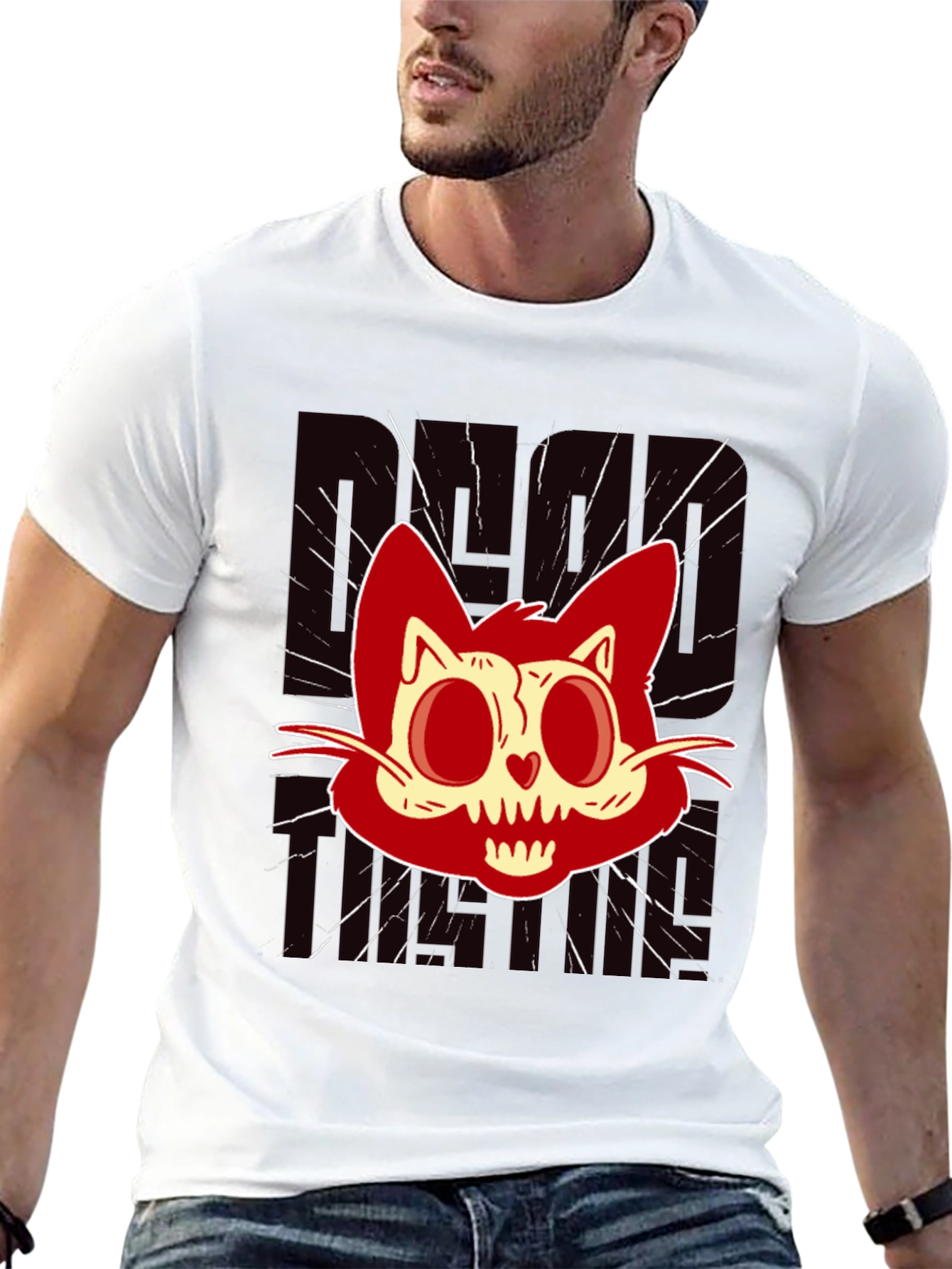 Red Creepy Cat T-Shirt