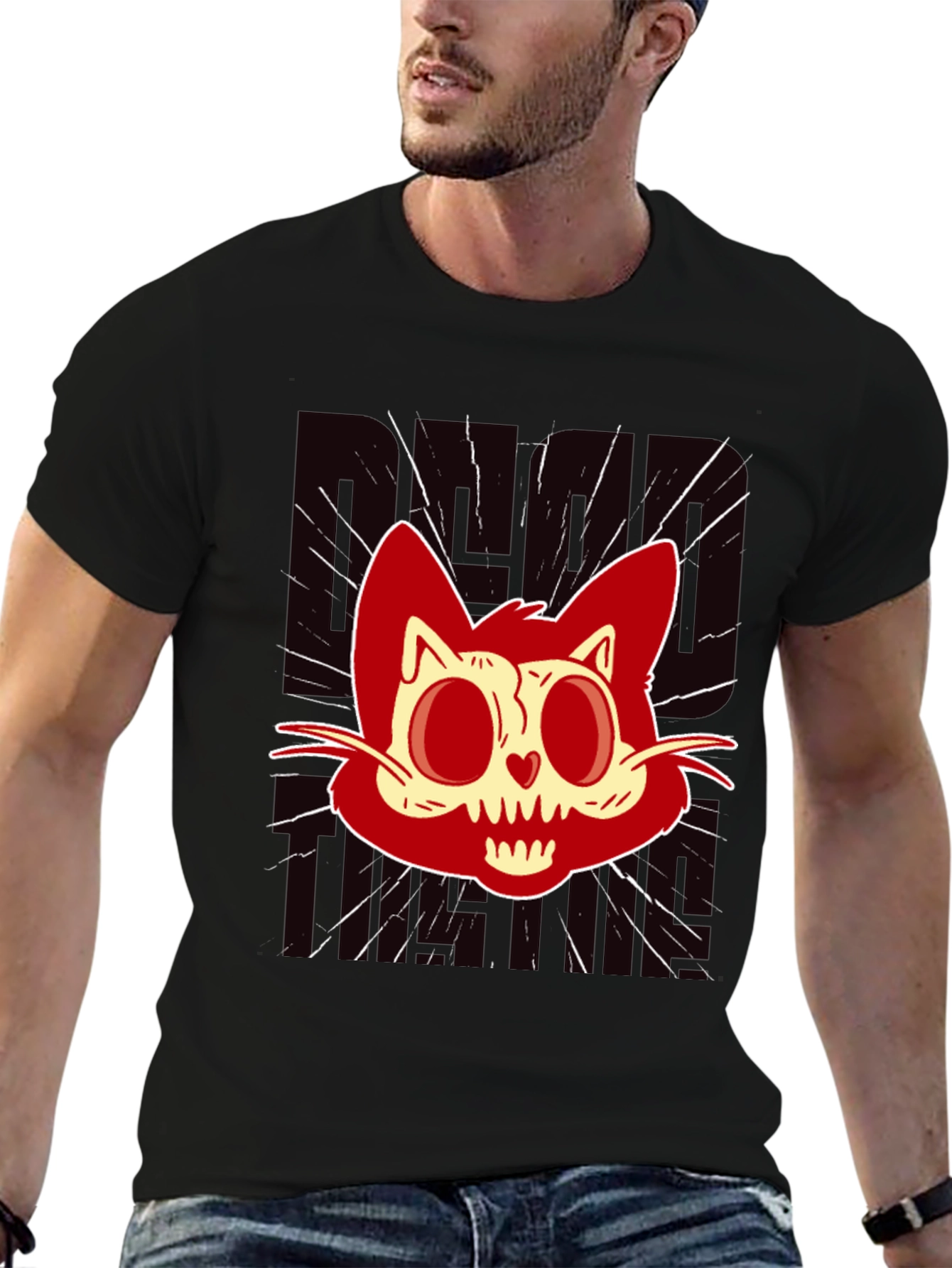Red Creepy Cat T-Shirt