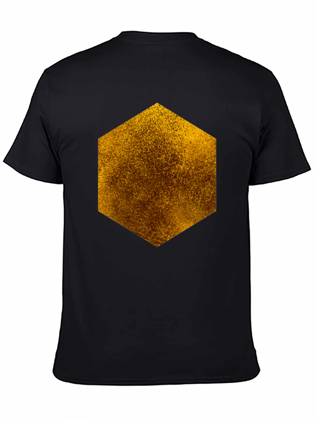 Textured Hexagon Graphic Tee - Black Cotton Casual