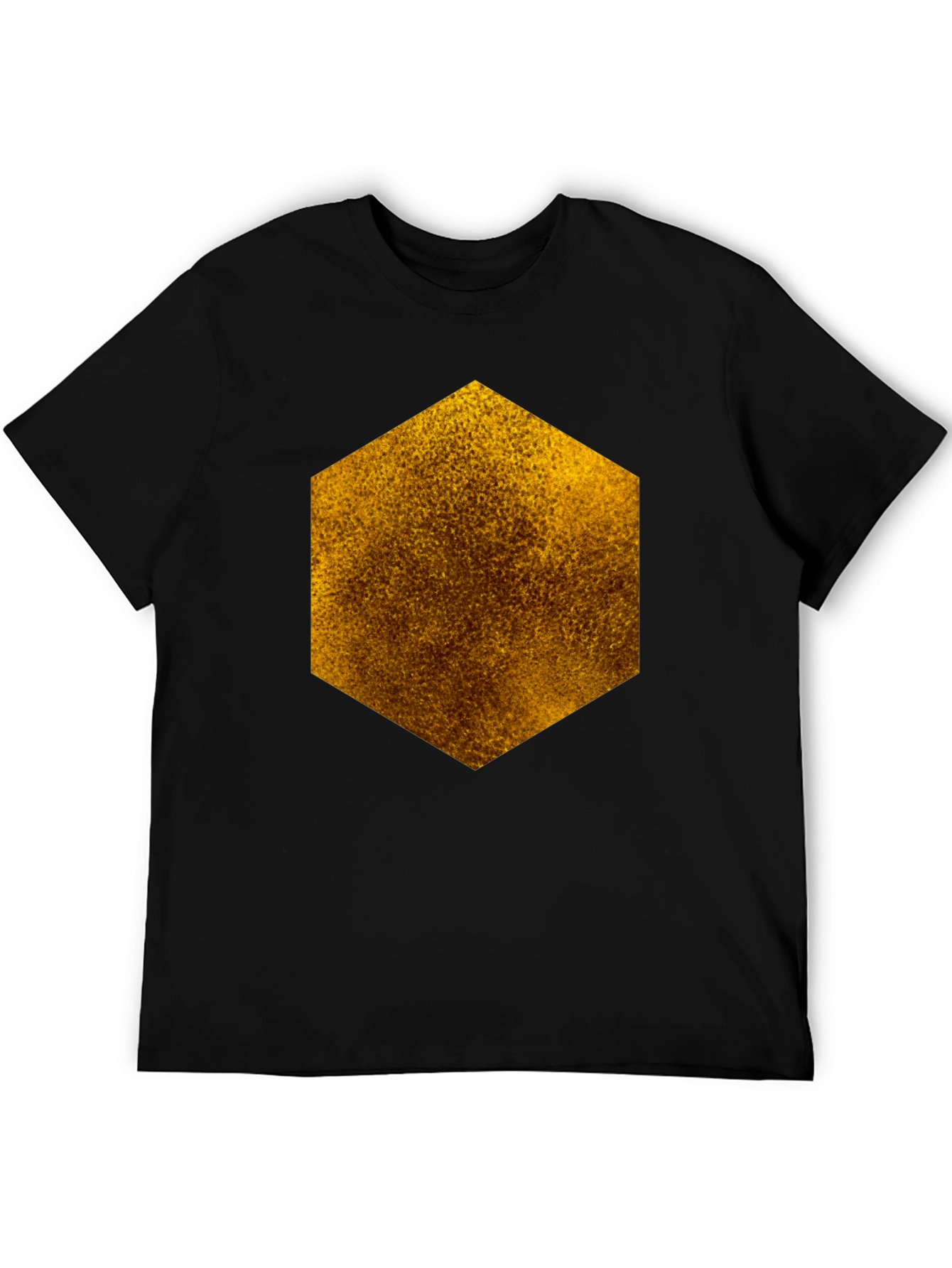 Textured Hexagon Graphic Tee - Black Cotton Casual
