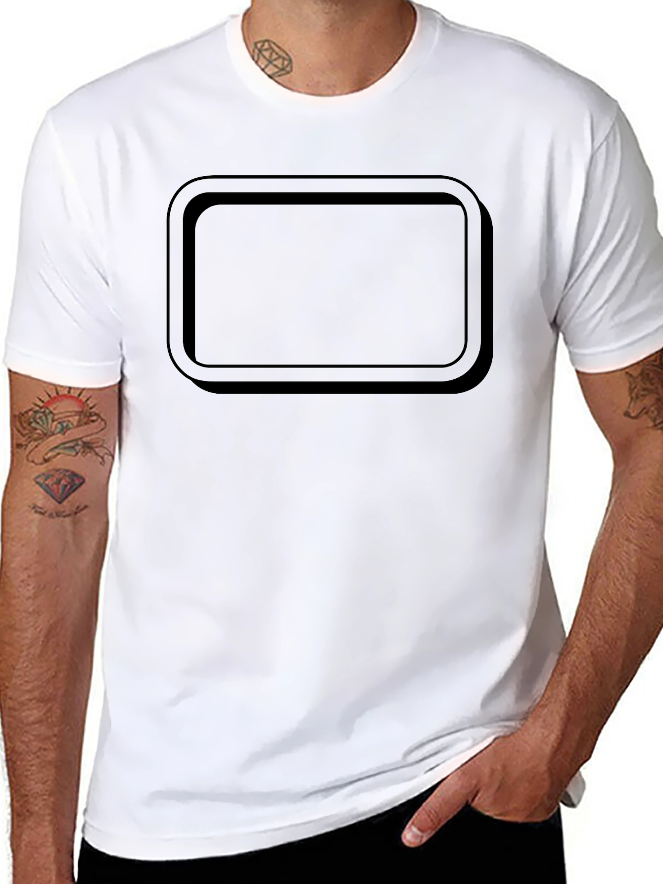 Mens Black T-Shirt with Rectangular Graphic