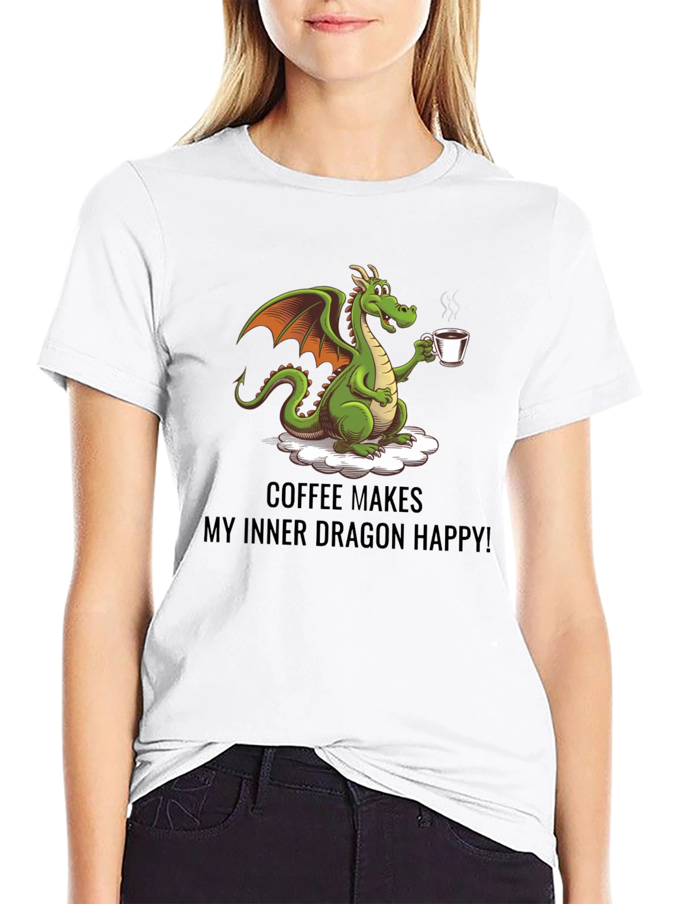 Coffee Dragon Graphic Tee - Makes Me Happy!