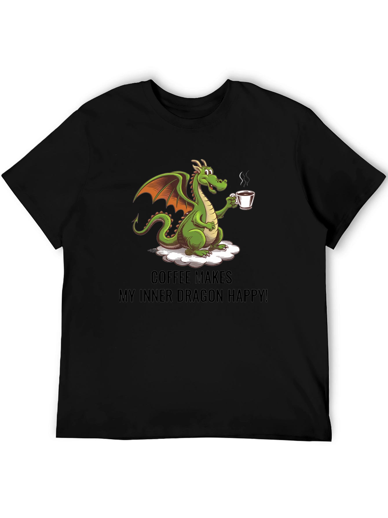 Coffee Dragon Graphic Tee - Makes Me Happy!