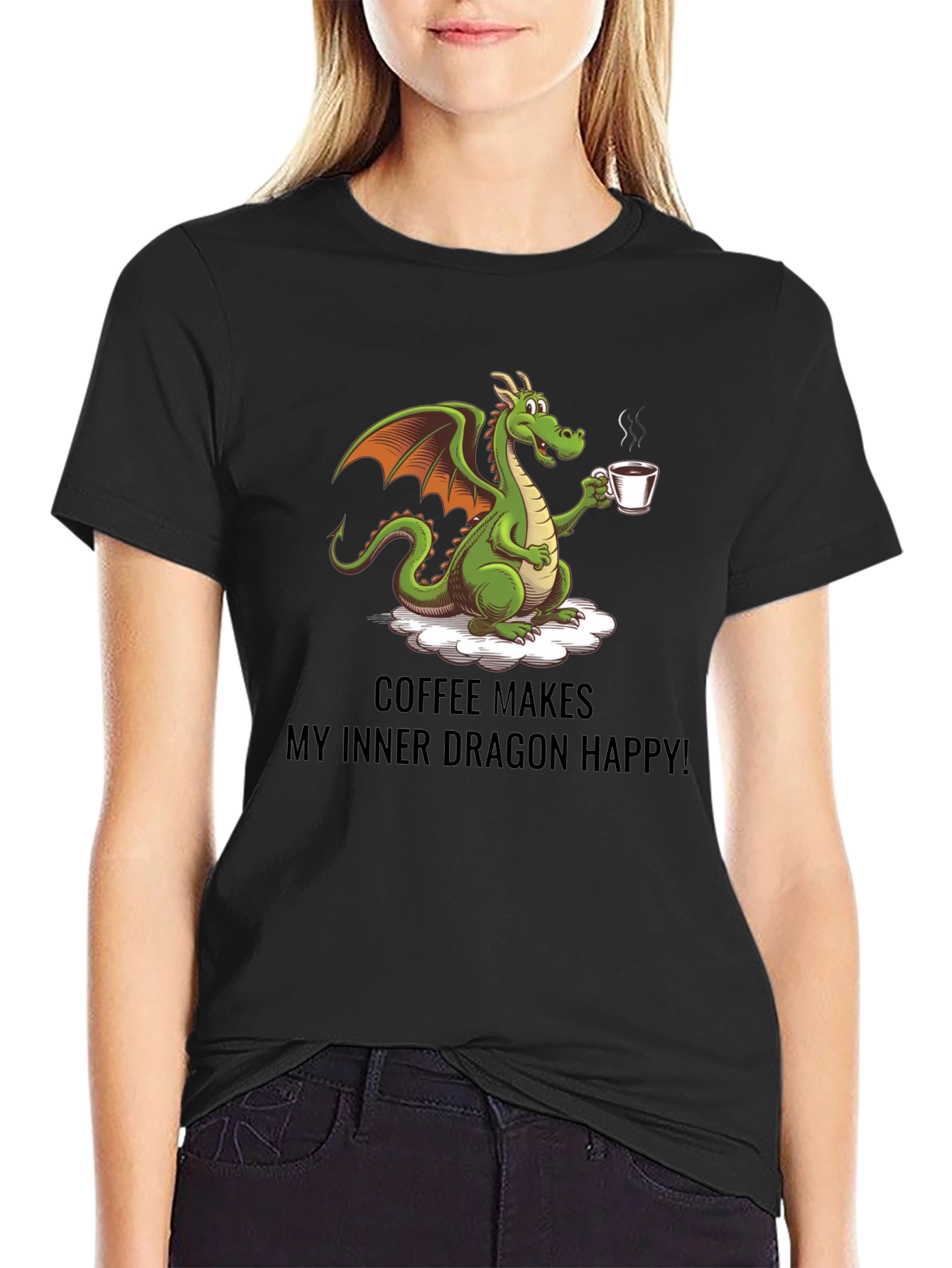 Coffee Dragon Graphic Tee - Makes Me Happy!