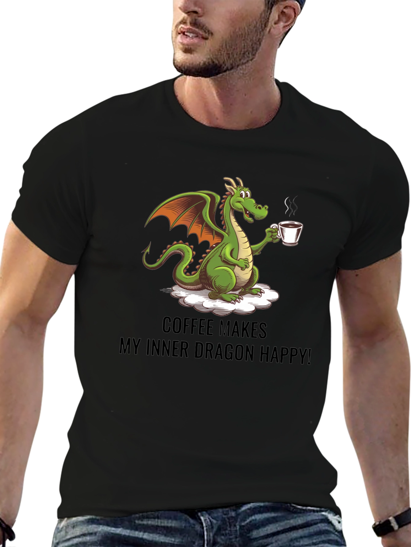 Coffee Dragon Graphic Tee - Makes Me Happy!