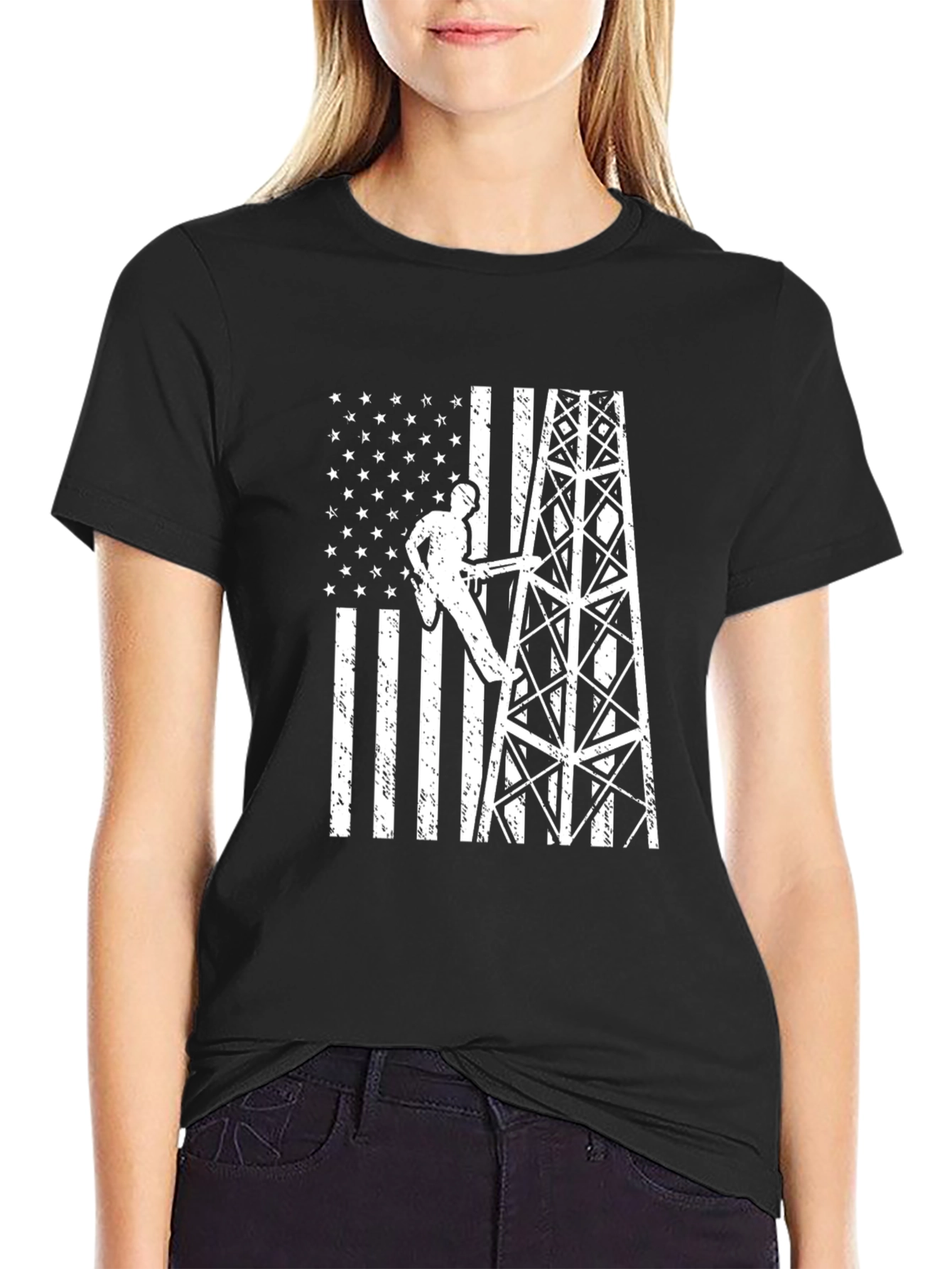 Lineman American Flag Graphic T-Shirt