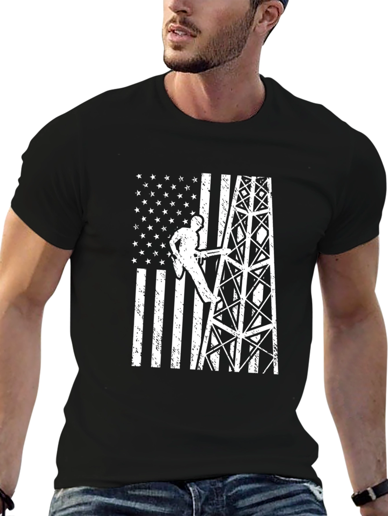 Lineman American Flag Graphic T-Shirt