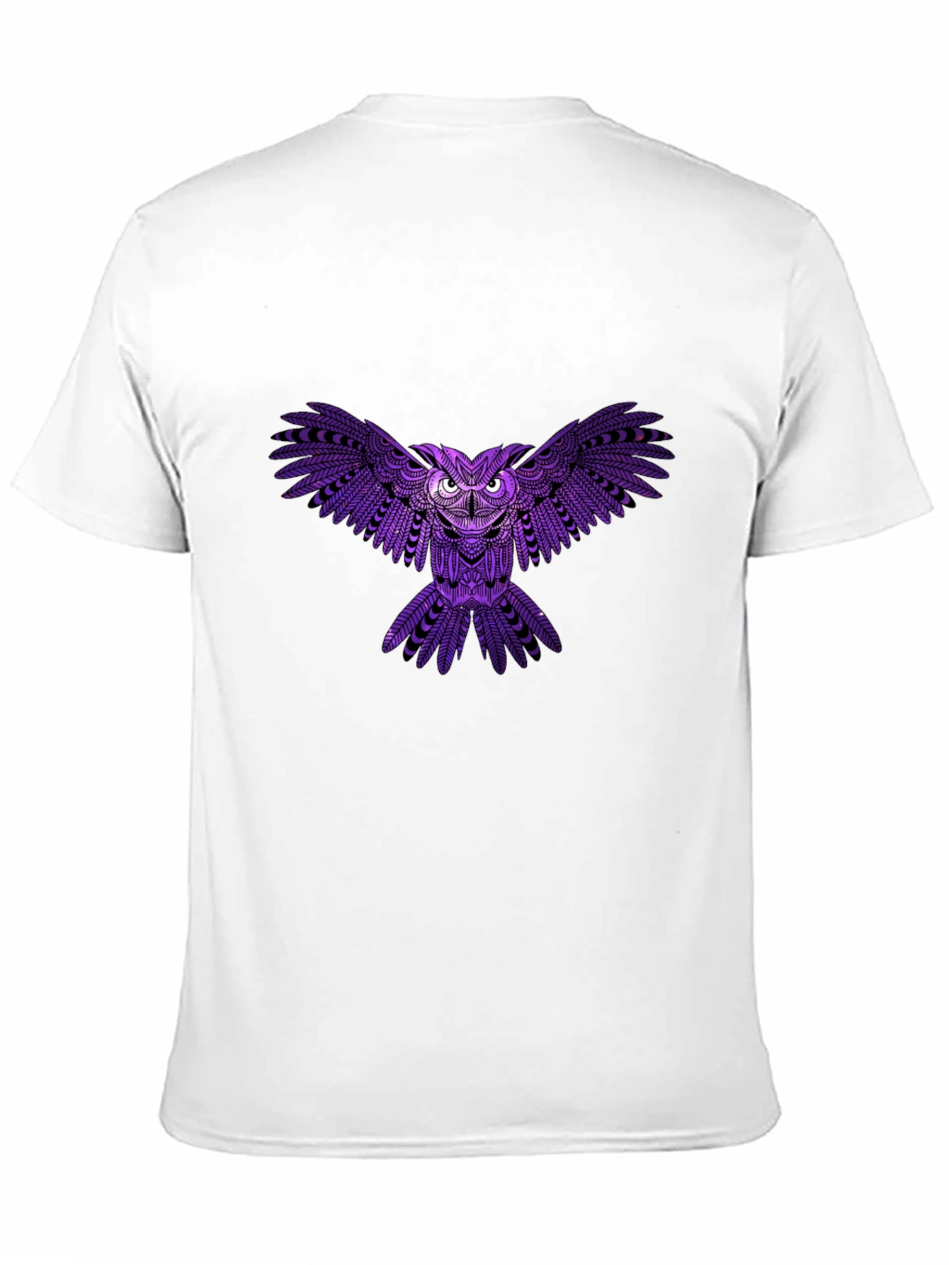 Mens Black T-Shirt with Purple Owl Design