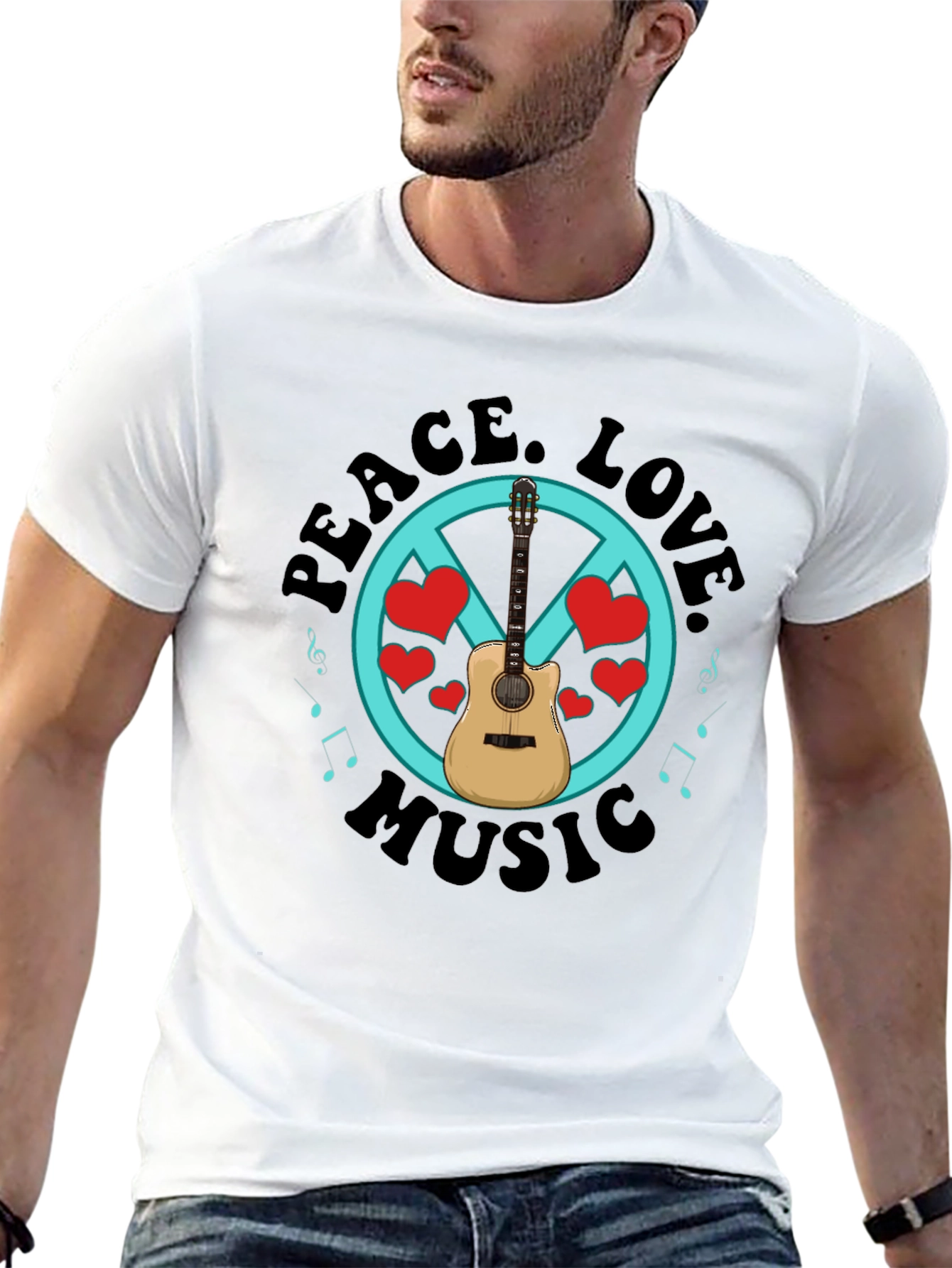 Peace Love Music Graphic T-Shirt