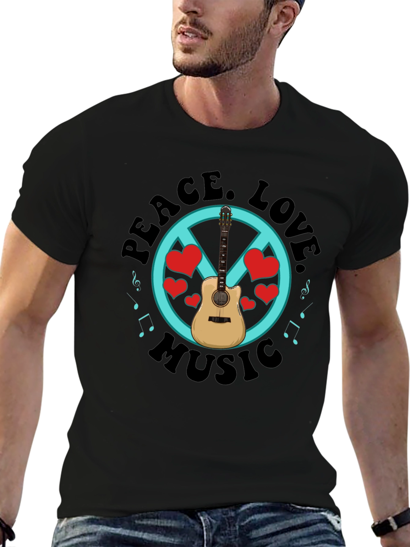 Peace Love Music Graphic T-Shirt
