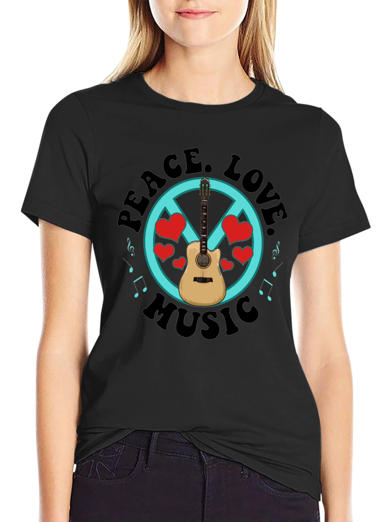 Peace Love Music Graphic T-Shirt