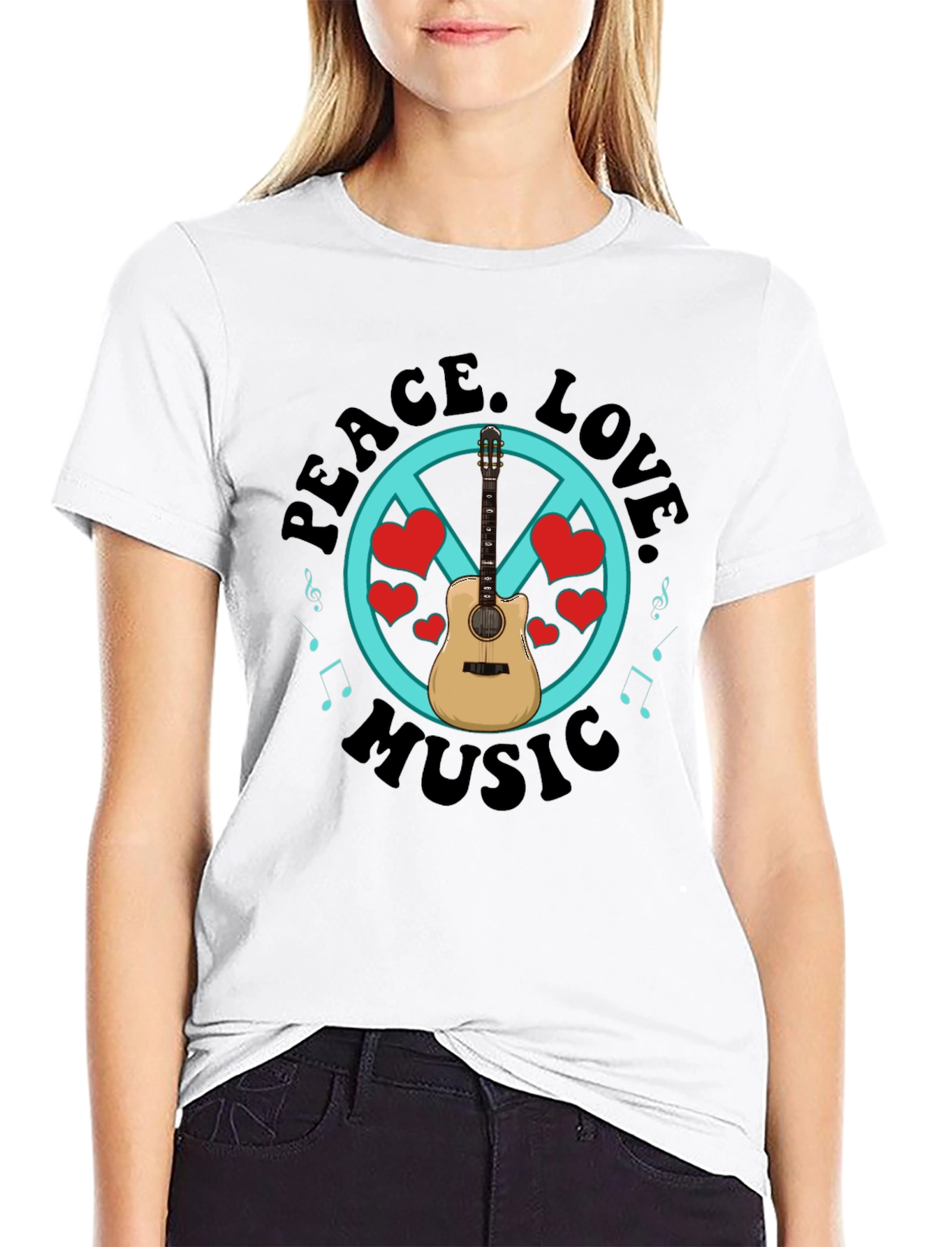 Peace Love Music Graphic T-Shirt