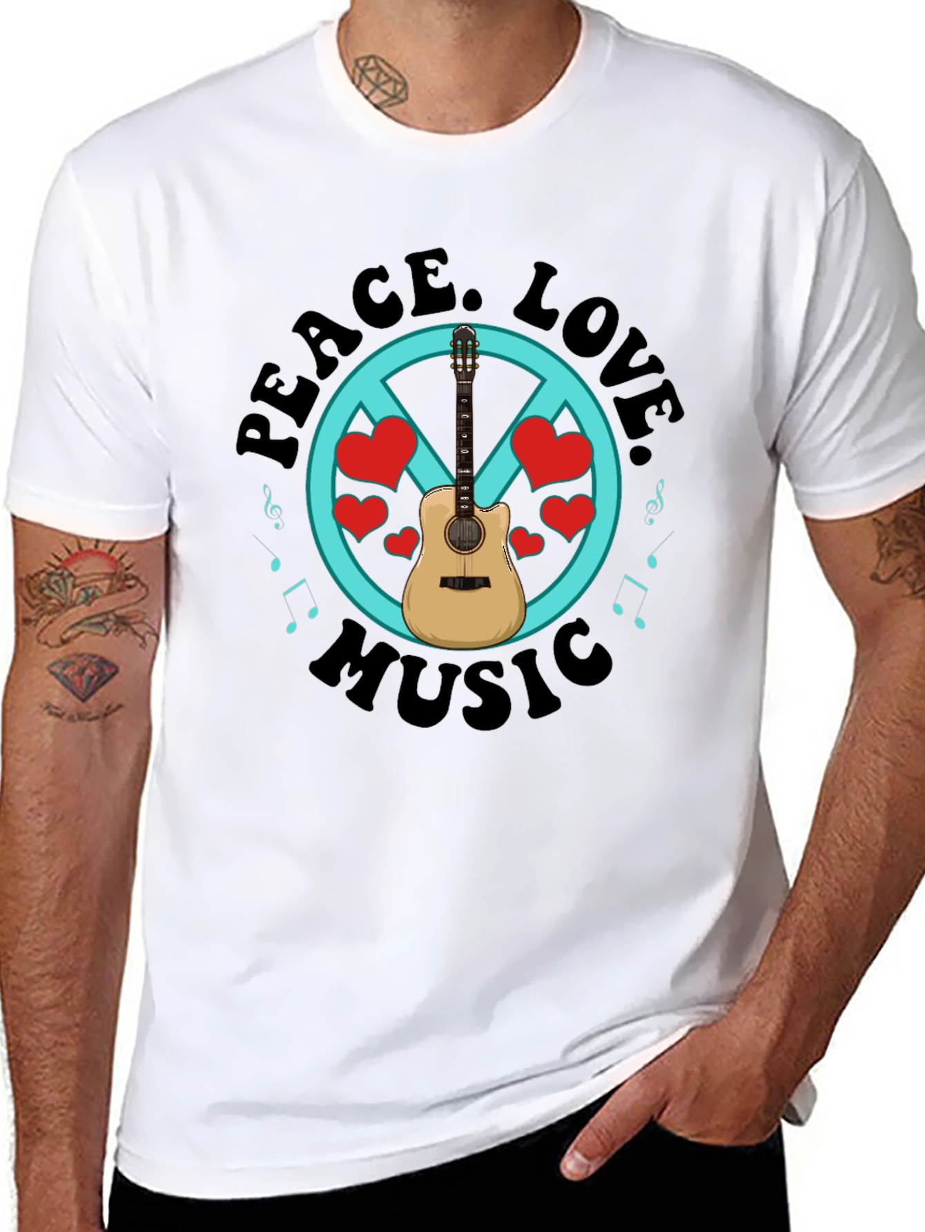 Peace Love Music Graphic T-Shirt