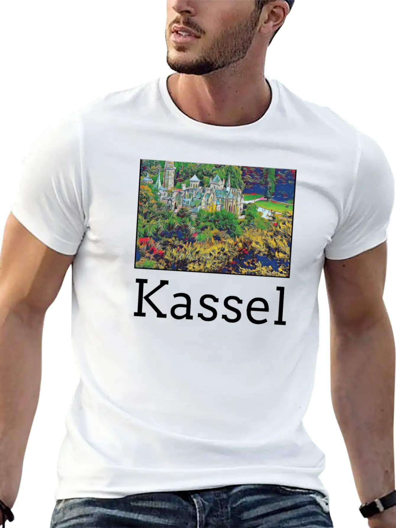 Kassel City Skyline Sights Silhouette Landmark Unisex Casual T-Shirt – Clean Design For Daily Comfort
