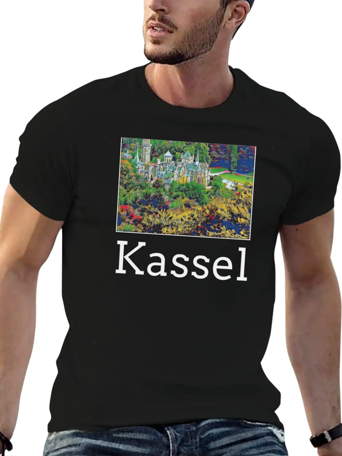 Kassel City Skyline Sights Silhouette Landmark Unisex Casual T-Shirt – Clean Design For Daily Comfort