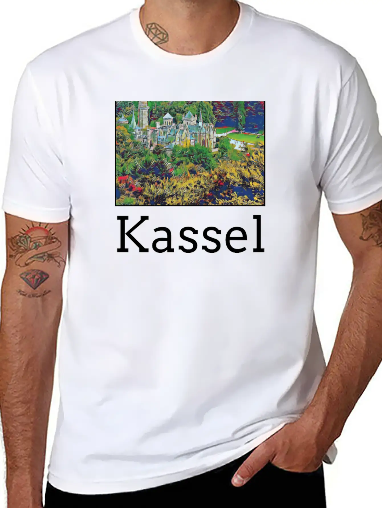 Kassel City Skyline Sights Silhouette Landmark Unisex Casual T-Shirt – Clean Design For Daily Comfort