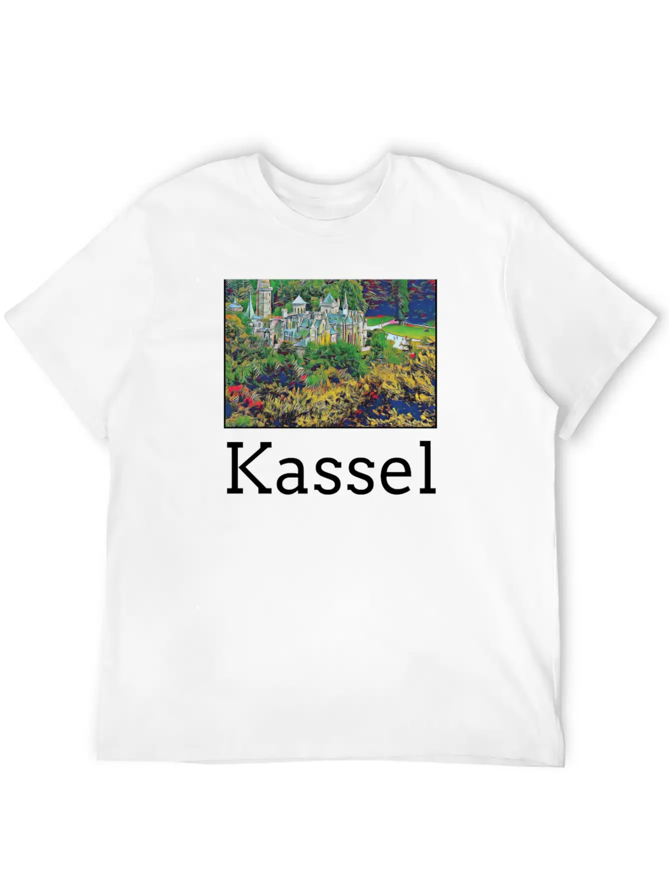 Kassel City Skyline Sights Silhouette Landmark Unisex Casual T-Shirt – Clean Design For Daily Comfort