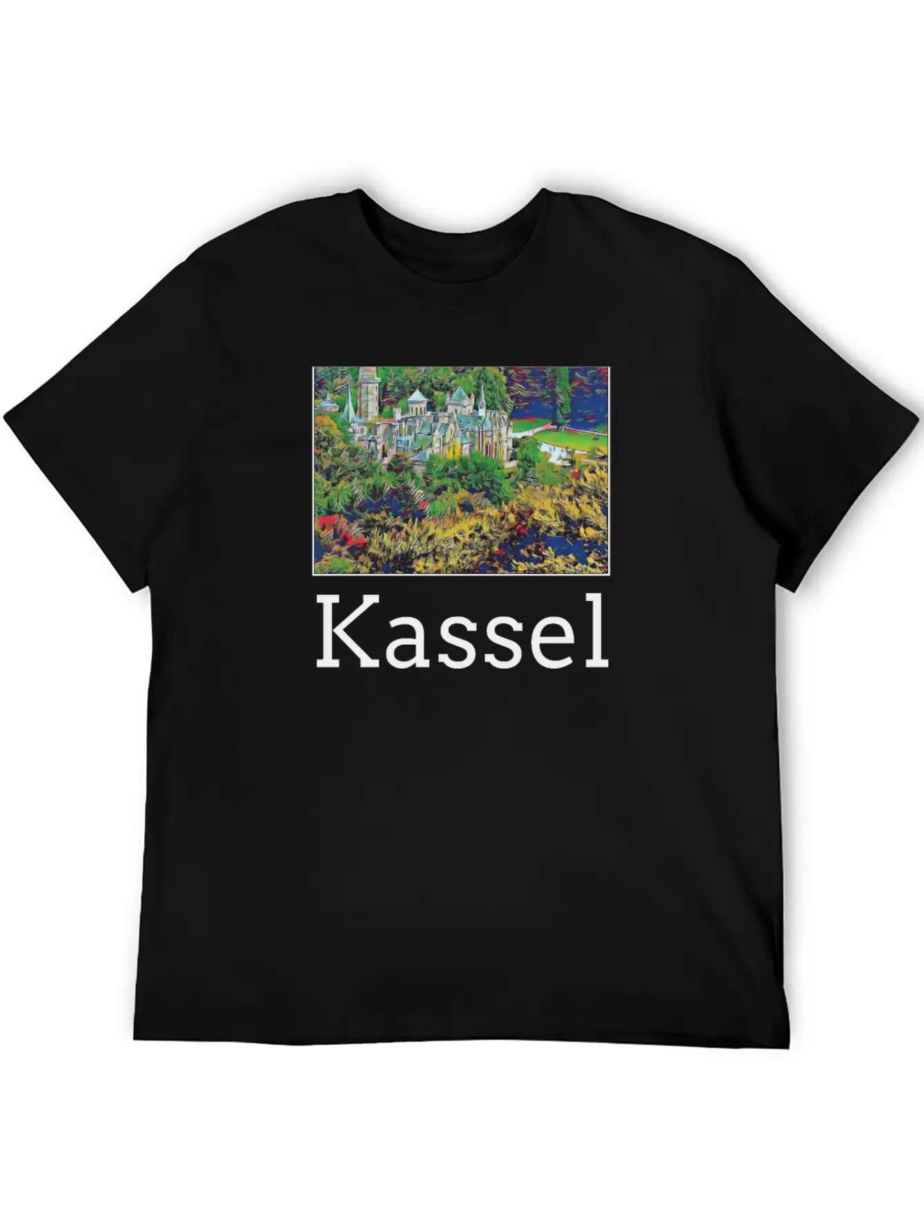 Kassel City Skyline Sights Silhouette Landmark Unisex Casual T-Shirt – Clean Design For Daily Comfort