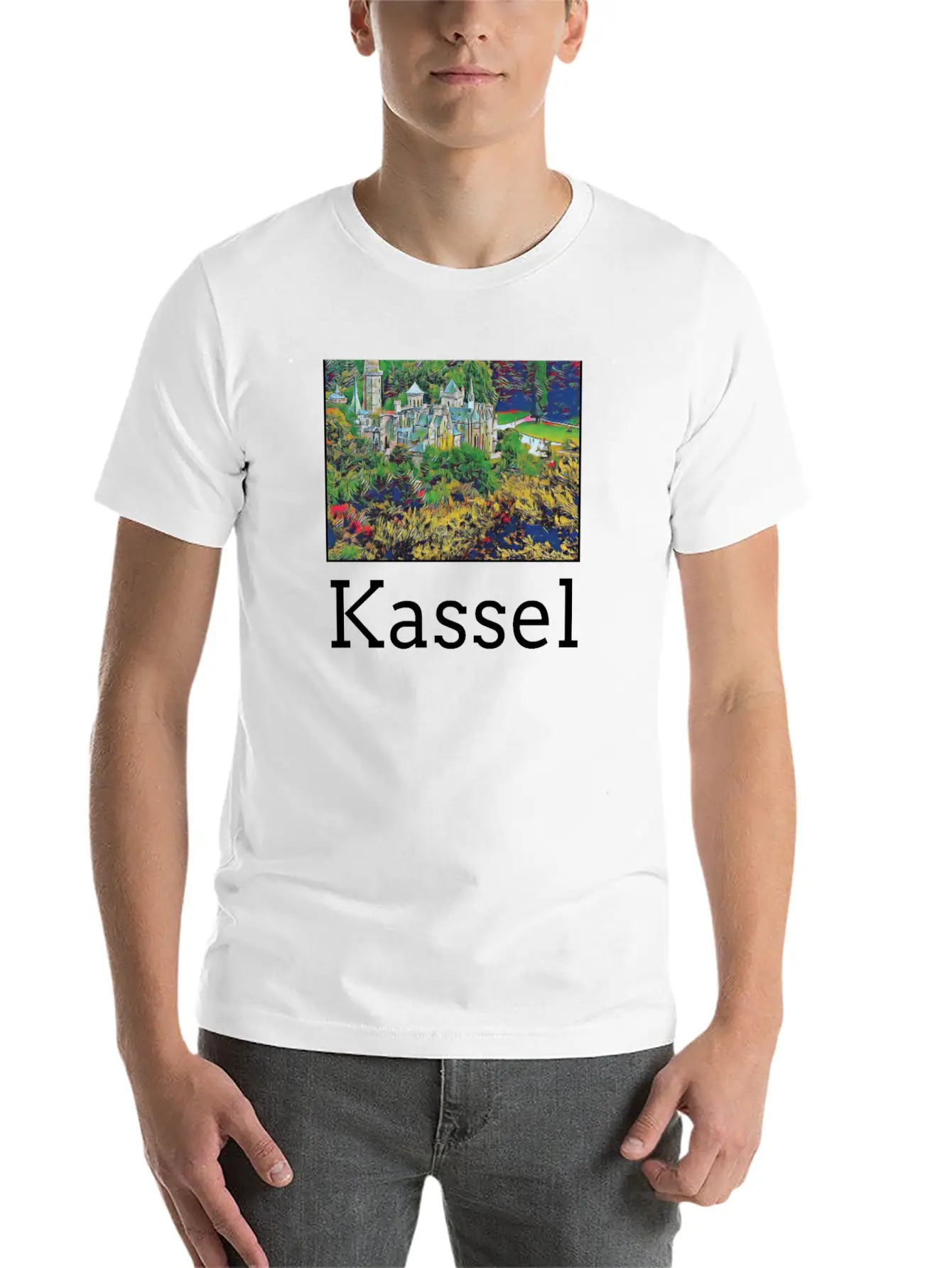 Kassel City Skyline Sights Silhouette Landmark Unisex Casual T-Shirt – Clean Design For Daily Comfort