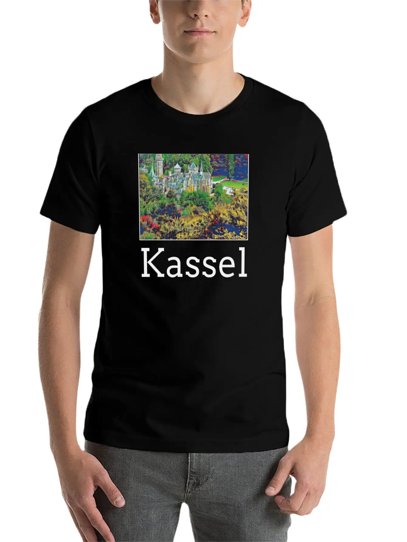 Kassel City Skyline Sights Silhouette Landmark Unisex Casual T-Shirt – Clean Design For Daily Comfort